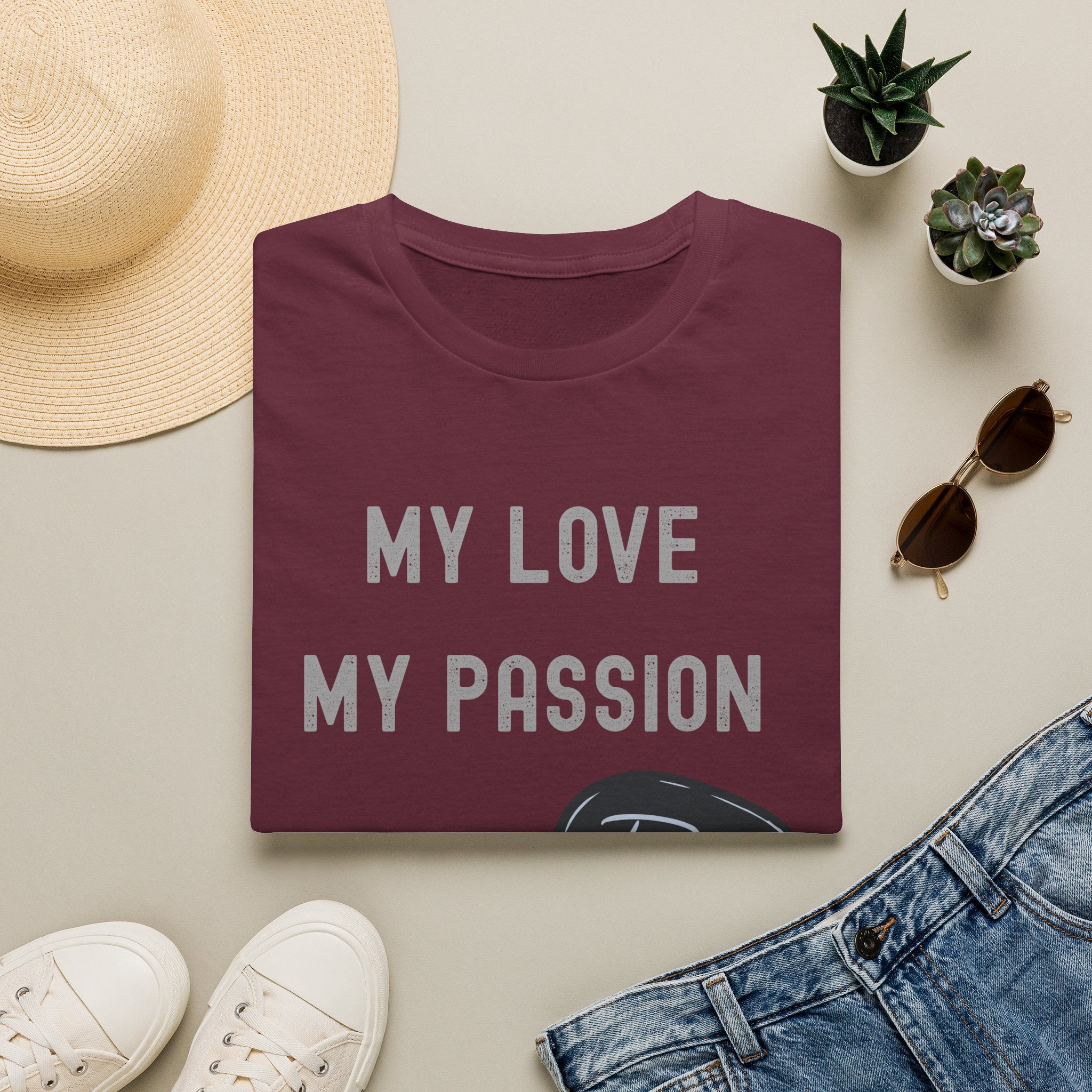 My Love My Passion Rock Guitar Pick Design | Music Lover Graphic   T‑Shirt — "My Love My Passion" Music Tee