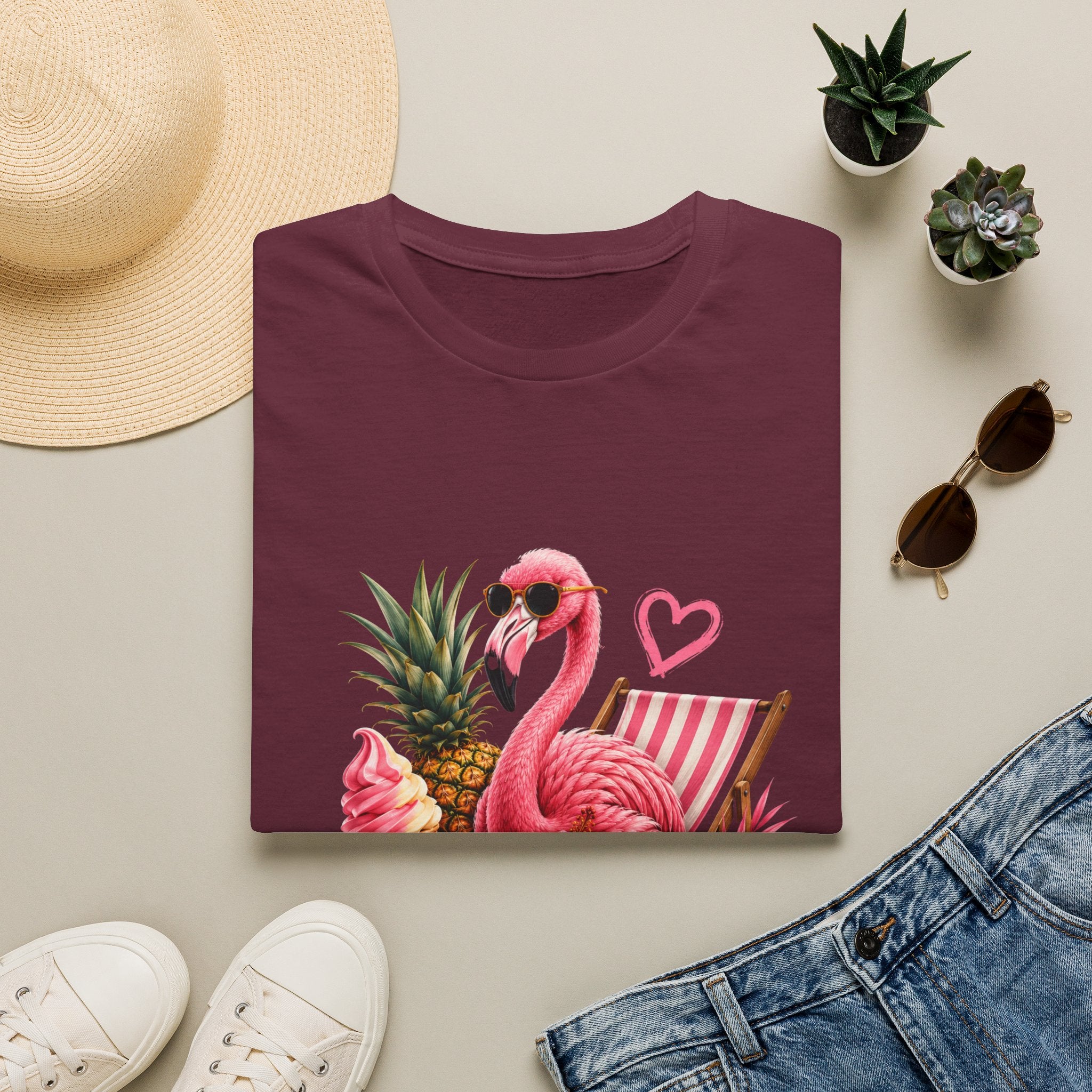Flamingo Summer T-Shirt — Tropical Pineapple Beach Vibes