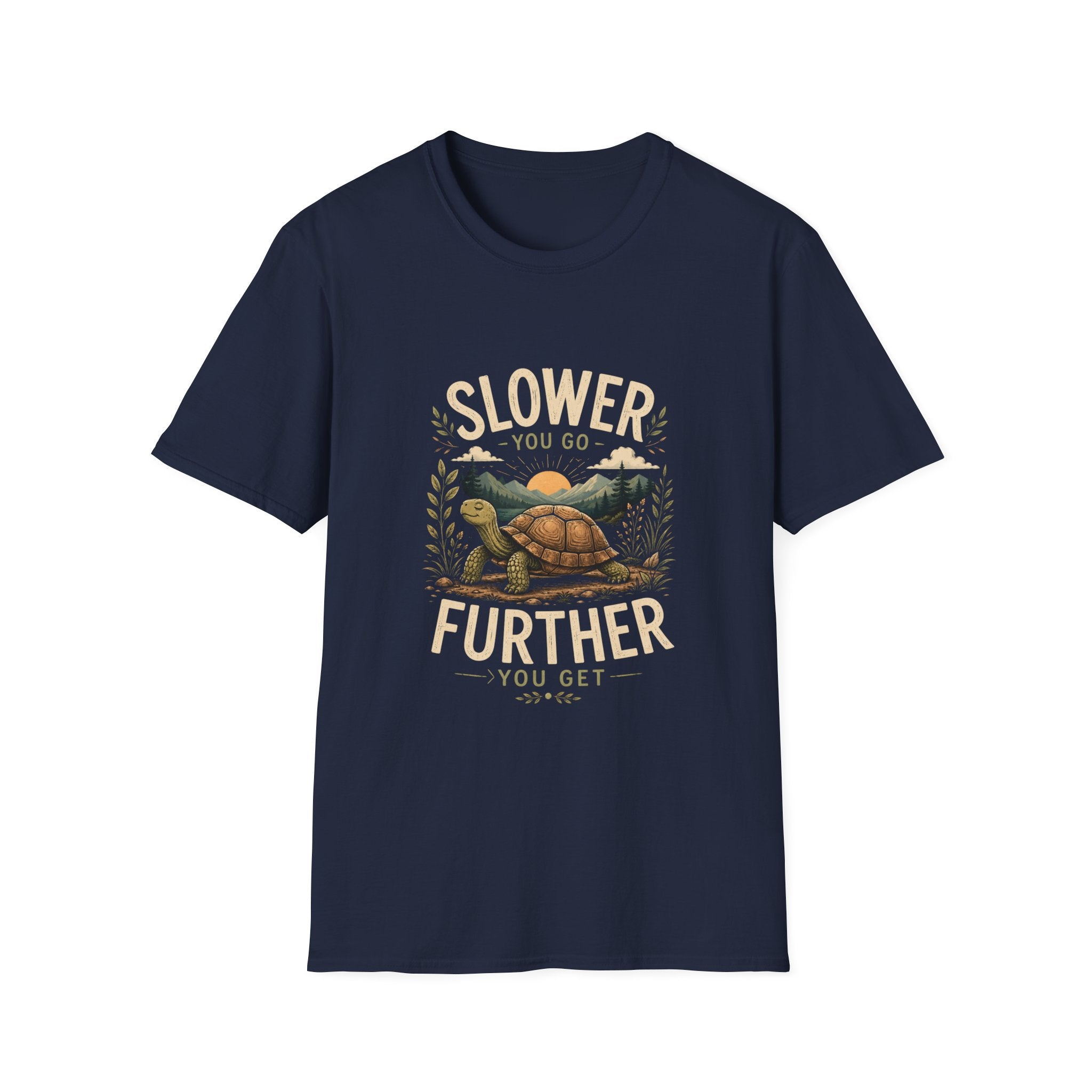 Slower You Go T-Shirt — Retro Turtle 'Slower You Go, Further You Get' Relaxed Tee