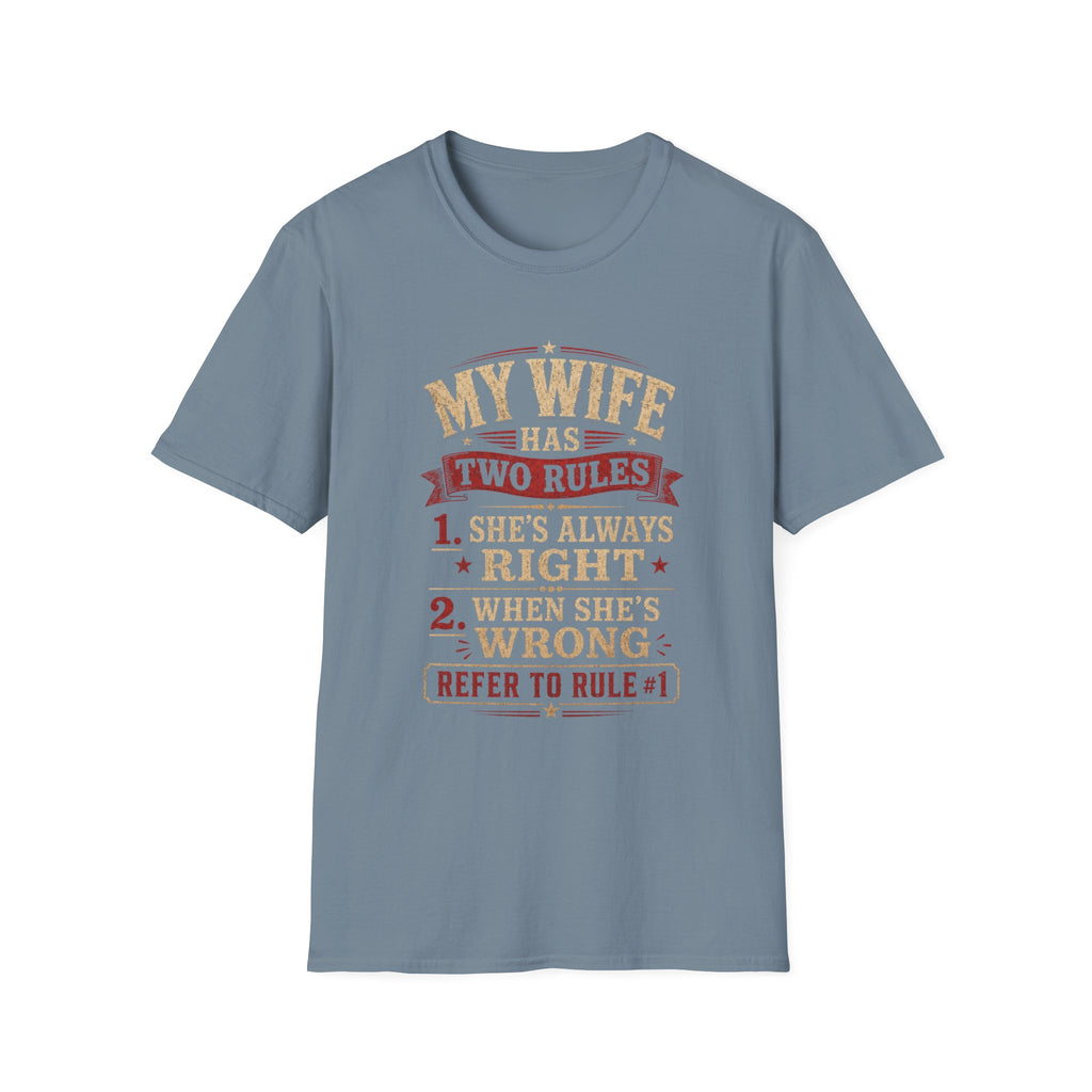 “My Wife Has Two Rules” Funny Couples Humor Tee -  Funny Marriage Humor Vintage Design