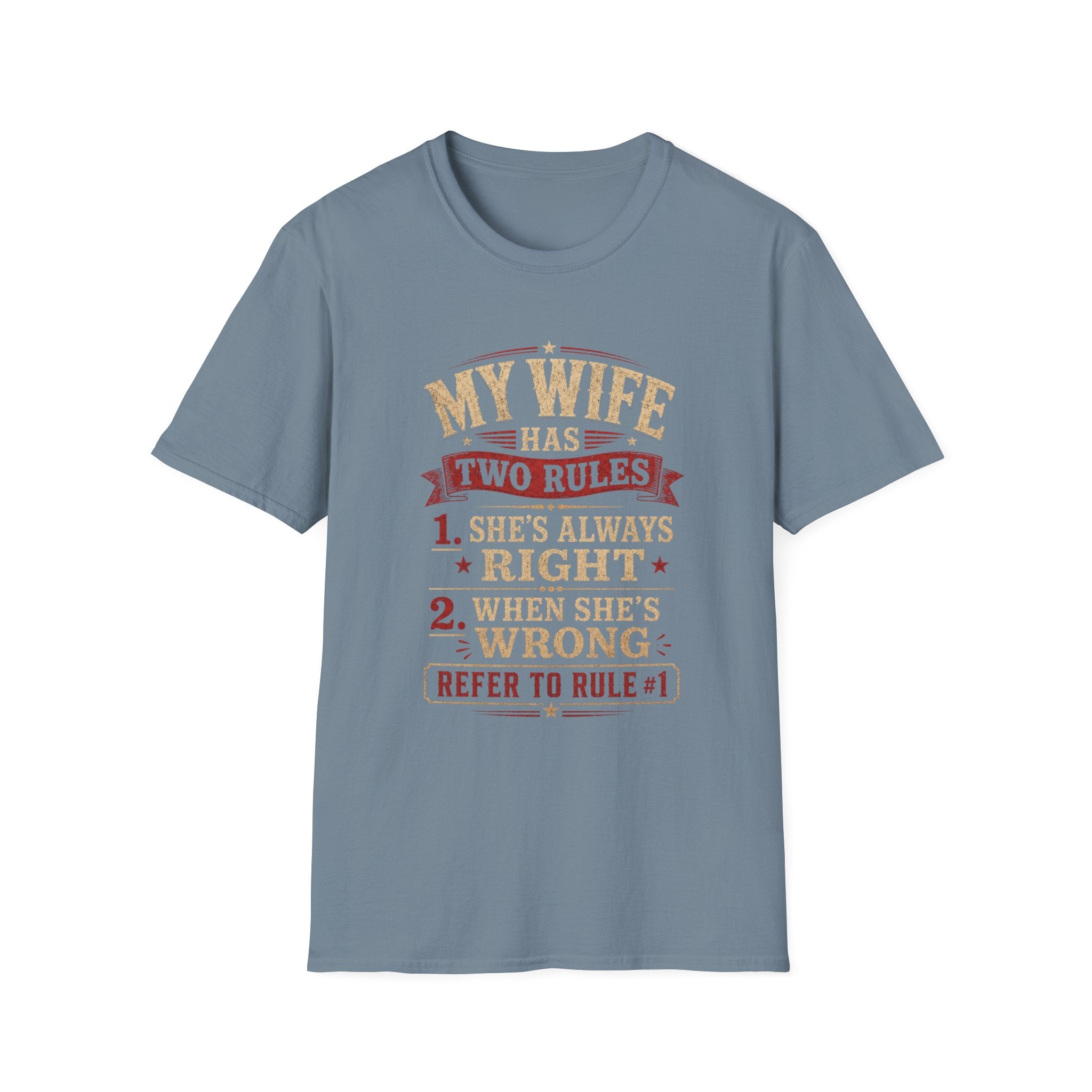 “My Wife Has Two Rules” Funny Couples Humor Tee -  Funny Marriage Humor Vintage Design