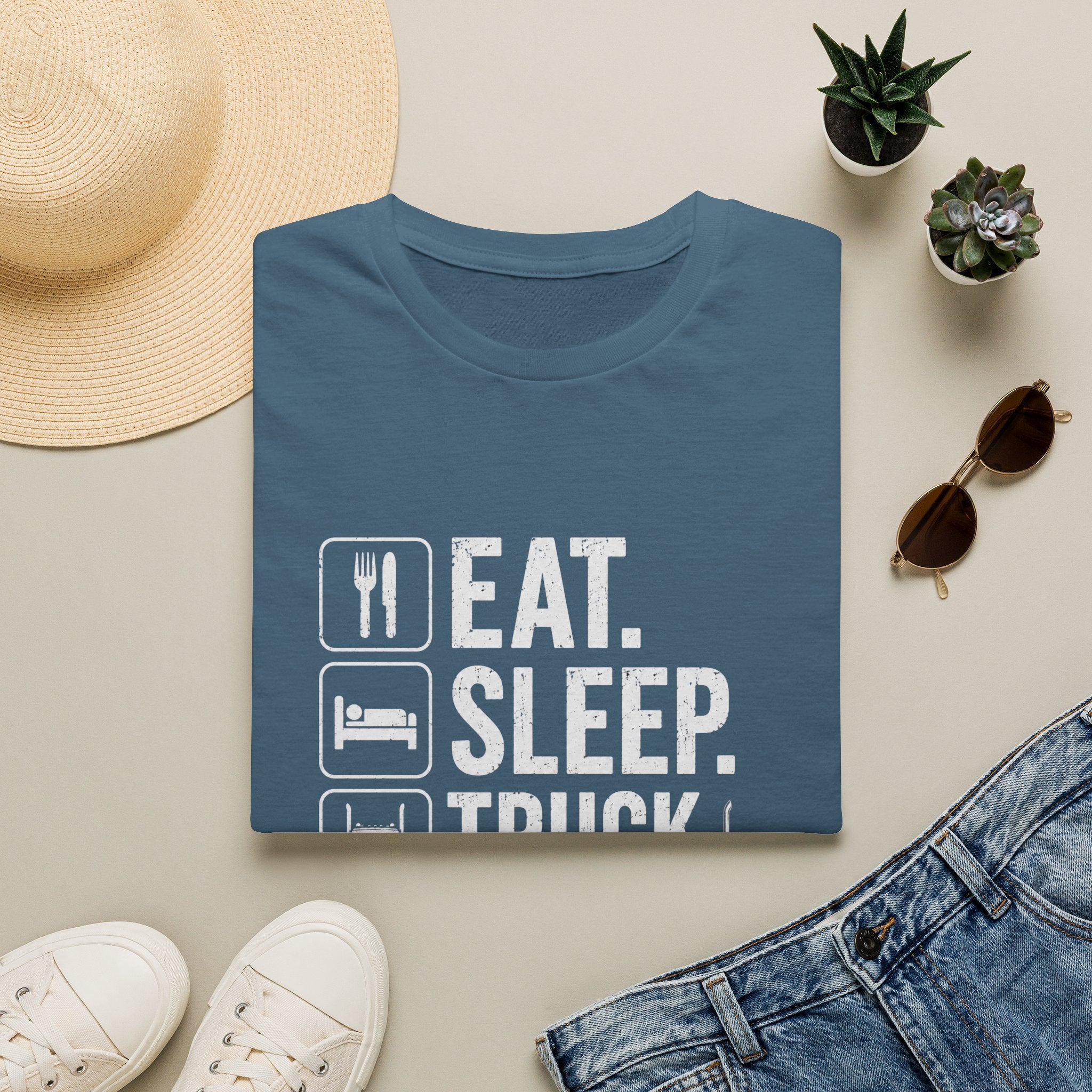 Eat. Sleep. Truck. Repeat. T-Shirt — Trucker Life Graphic Tee - Funny Truck Driver Lifestyle Design