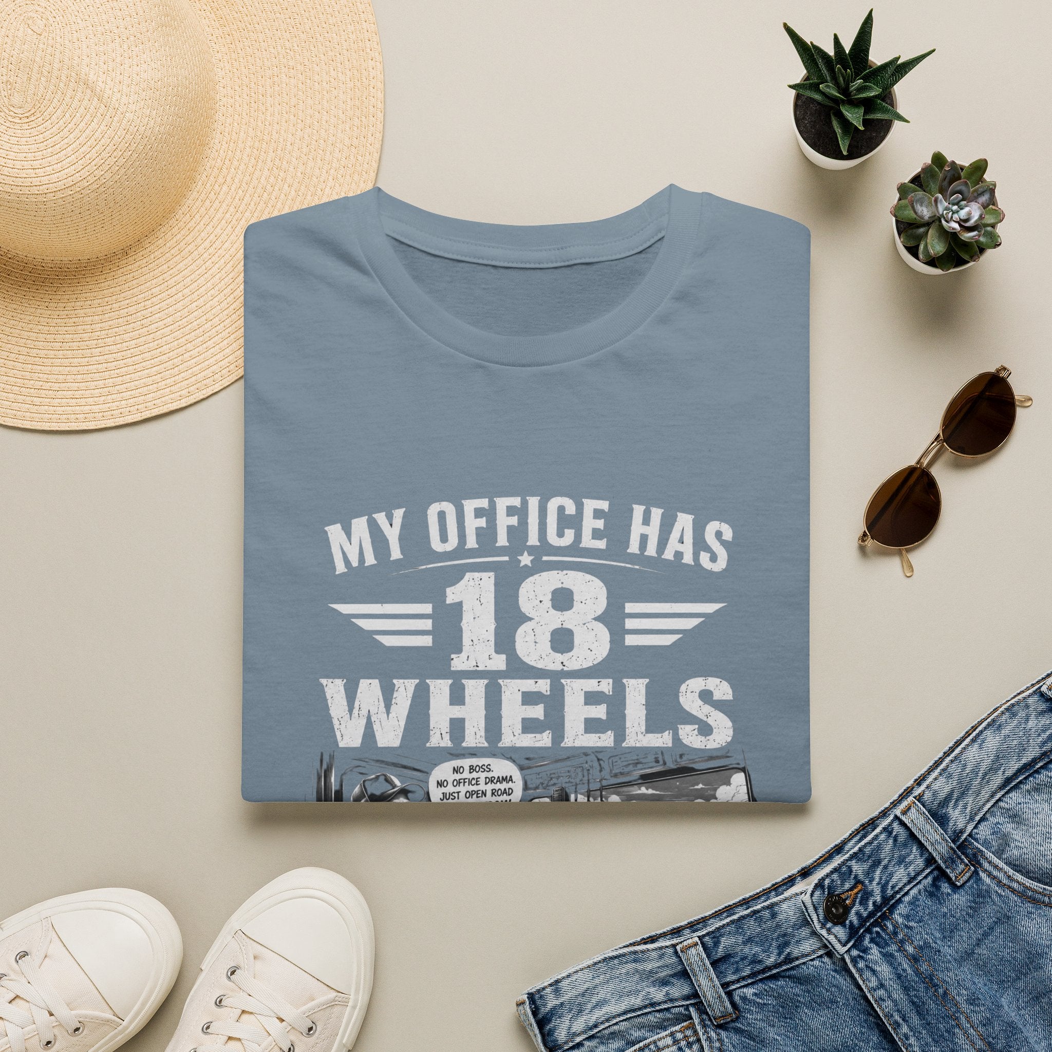 My Office Has 18 Wheels T-Shirt — Truck Driver Trucker Cab Life Tee