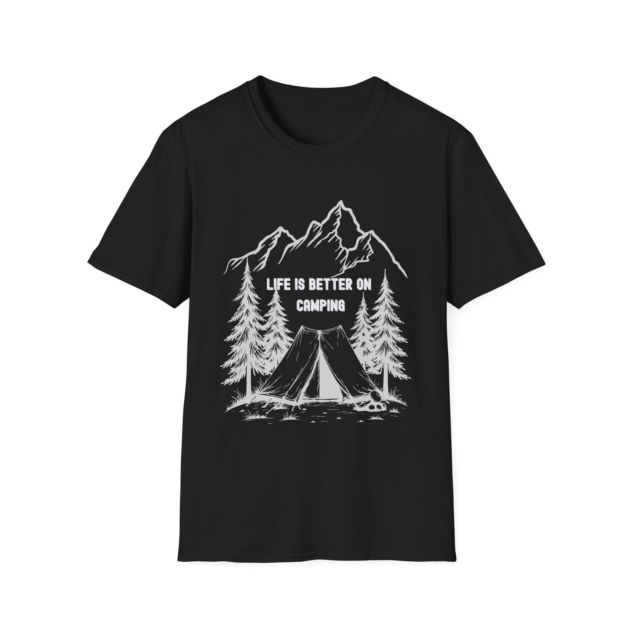 Camping T-Shirt - "Life Is Better On Camping" Mountain & Tent Graphic