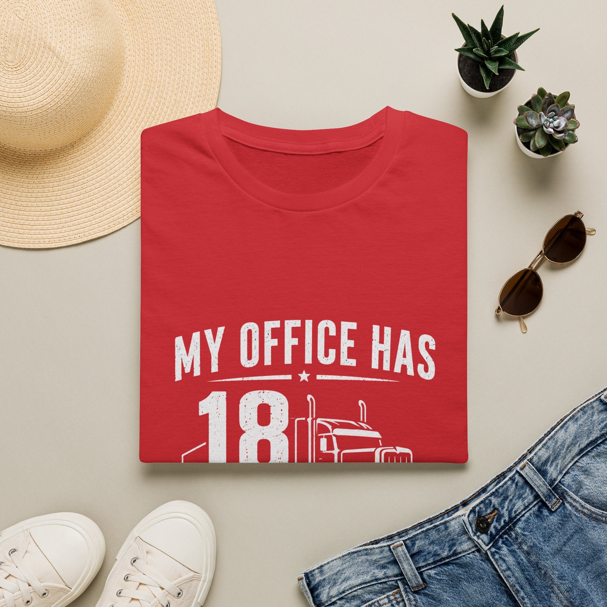 My Office Has 18 Wheels T-Shirt — Trucker Semi Truck Graphic Tee  – Long Haul Trucker Shirt