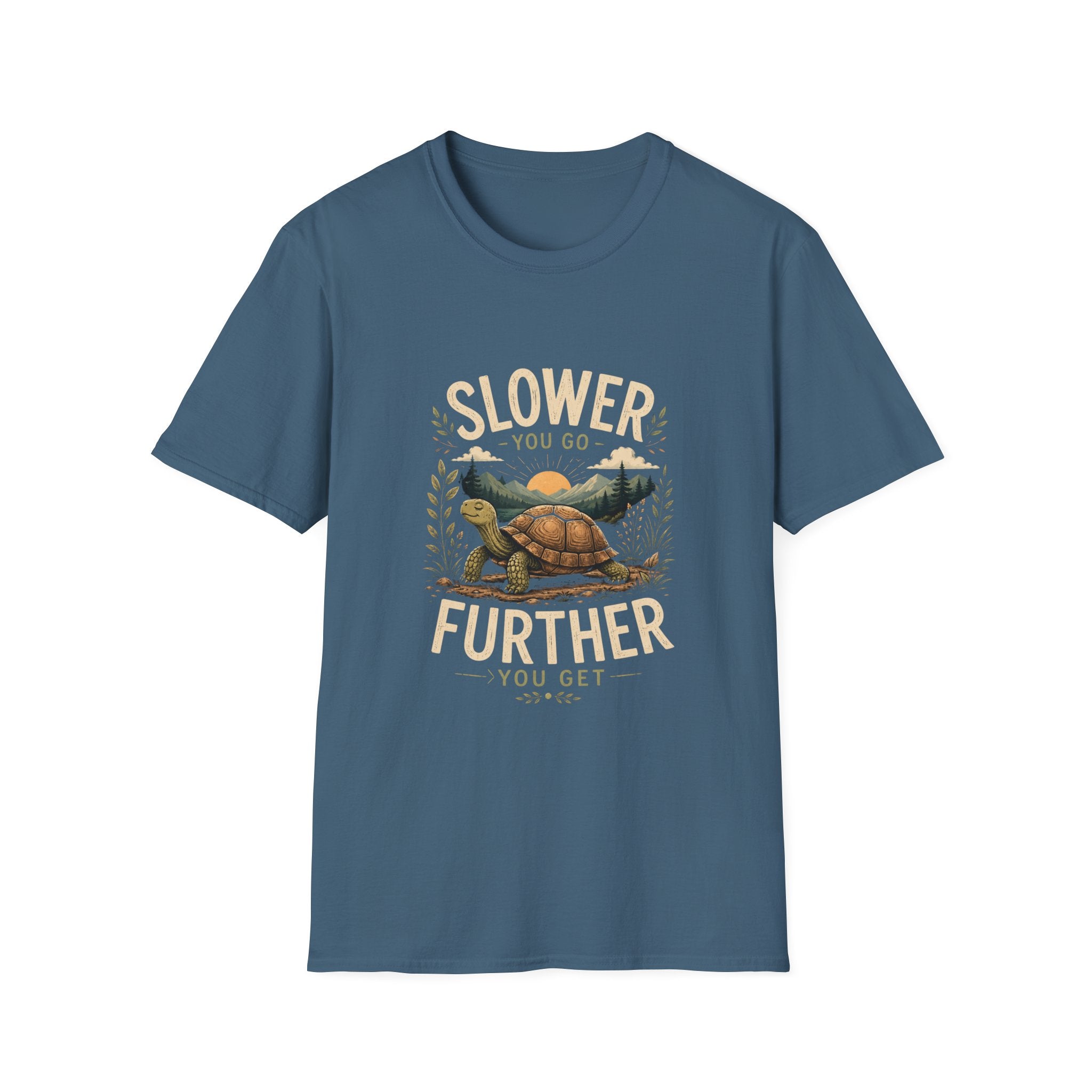 Slower You Go T-Shirt — Retro Turtle 'Slower You Go, Further You Get' Relaxed Tee