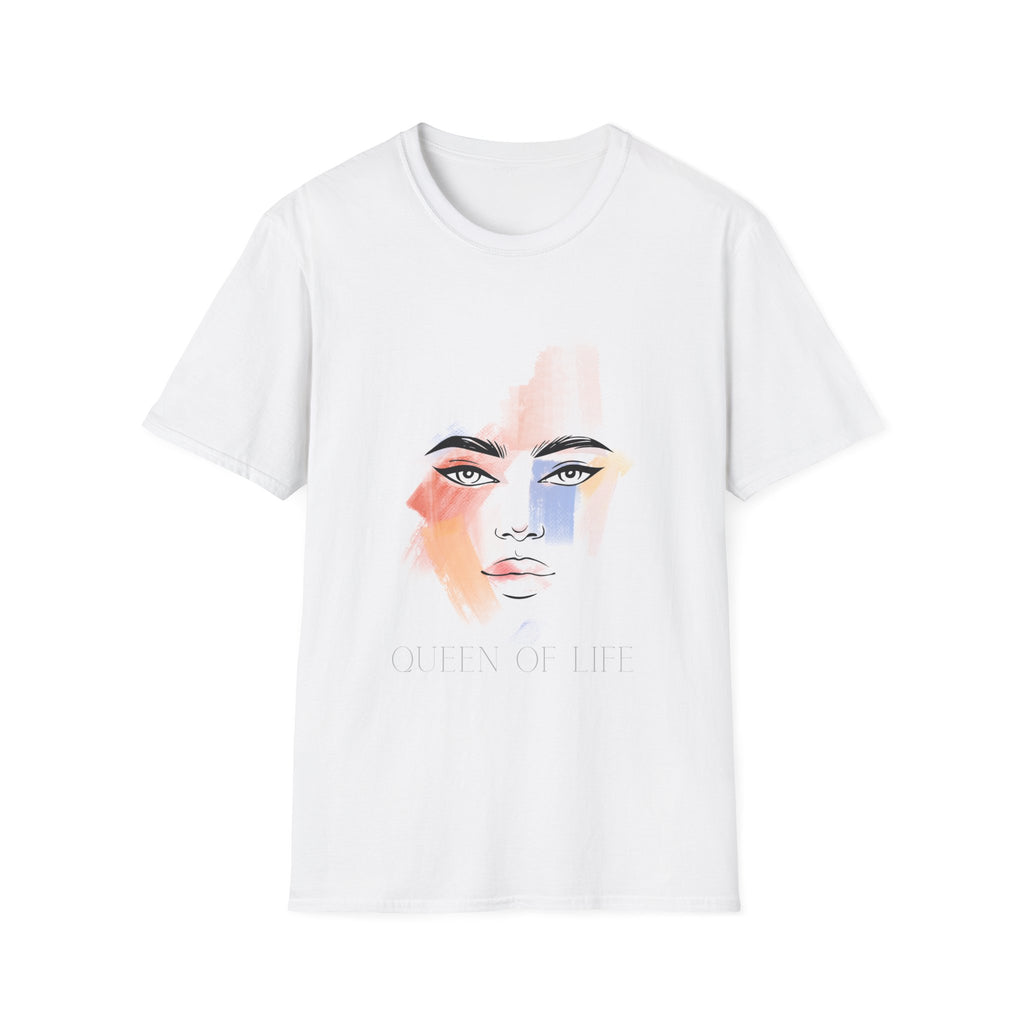 Abstract Painted Face T-Shirt — "Queen of Life" Artistic Graphic Tee