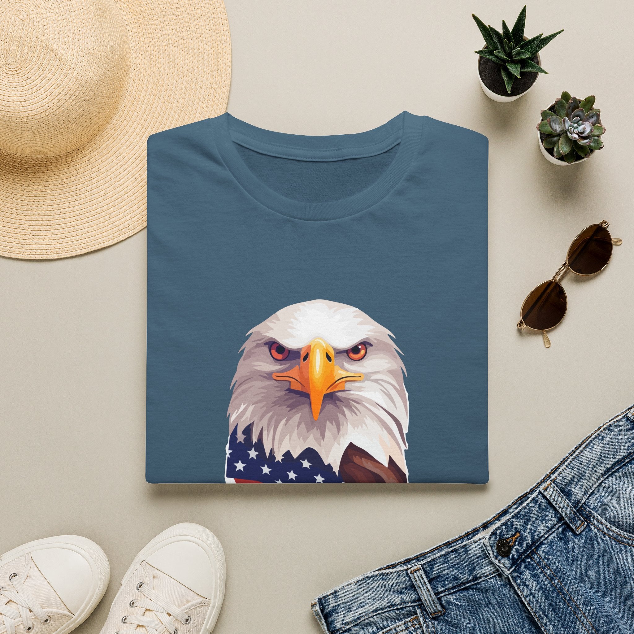 Eagle Head American Flag T-Shirt — Patriotic Bald Eagle Tee
