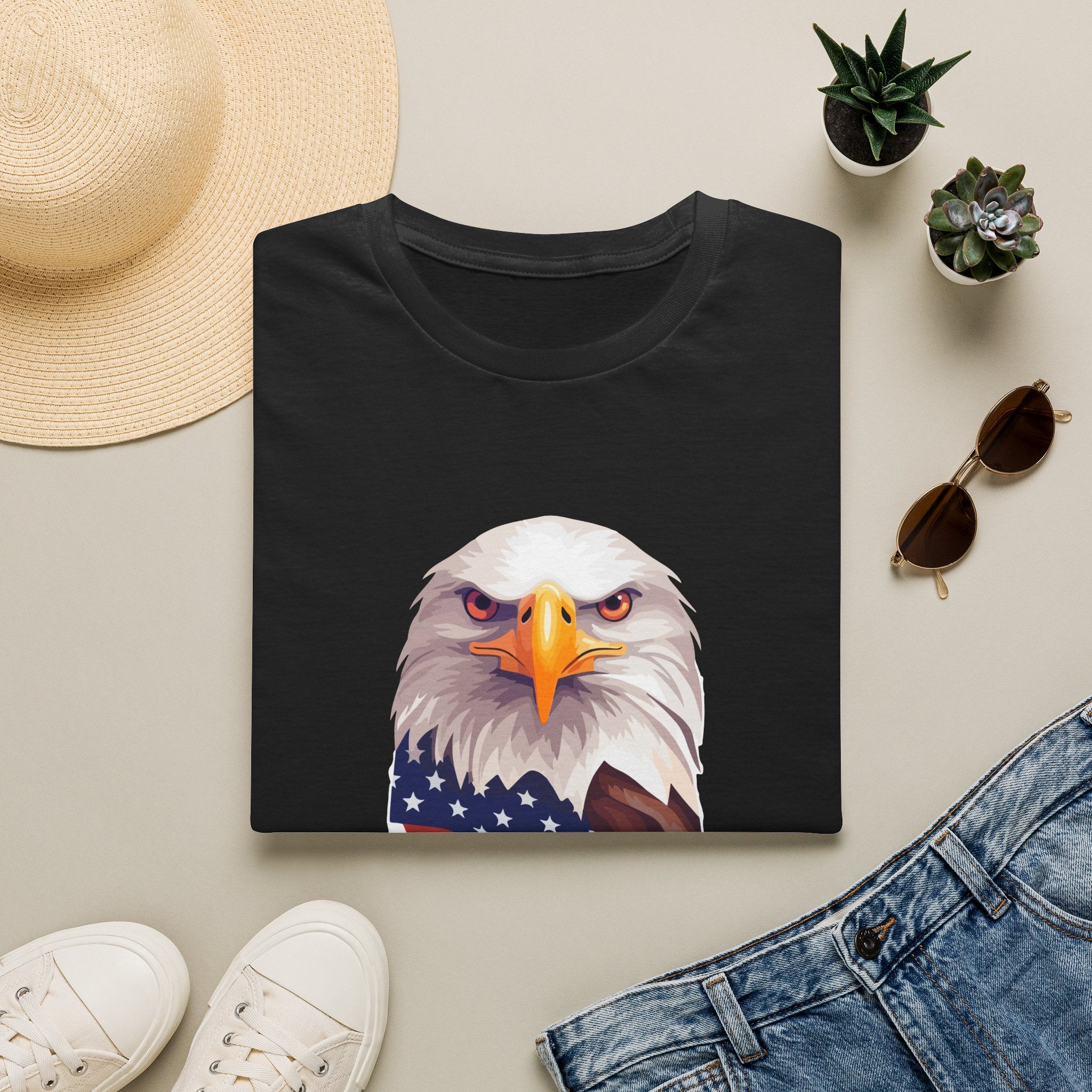 Eagle Head American Flag T-Shirt — Patriotic Bald Eagle Tee