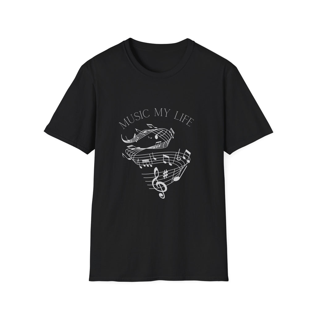 Music Is My Life T-Shirt — Retro Cassette & Notes Tee for Music Lovers - Elegant Musical Notes Lover Design