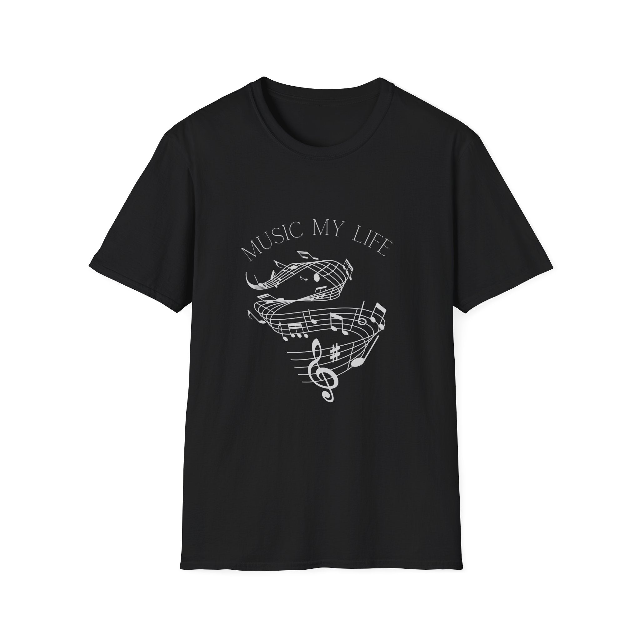 Music Is My Life T-Shirt — Retro Cassette & Notes Tee for Music Lovers - Elegant Musical Notes Lover Design