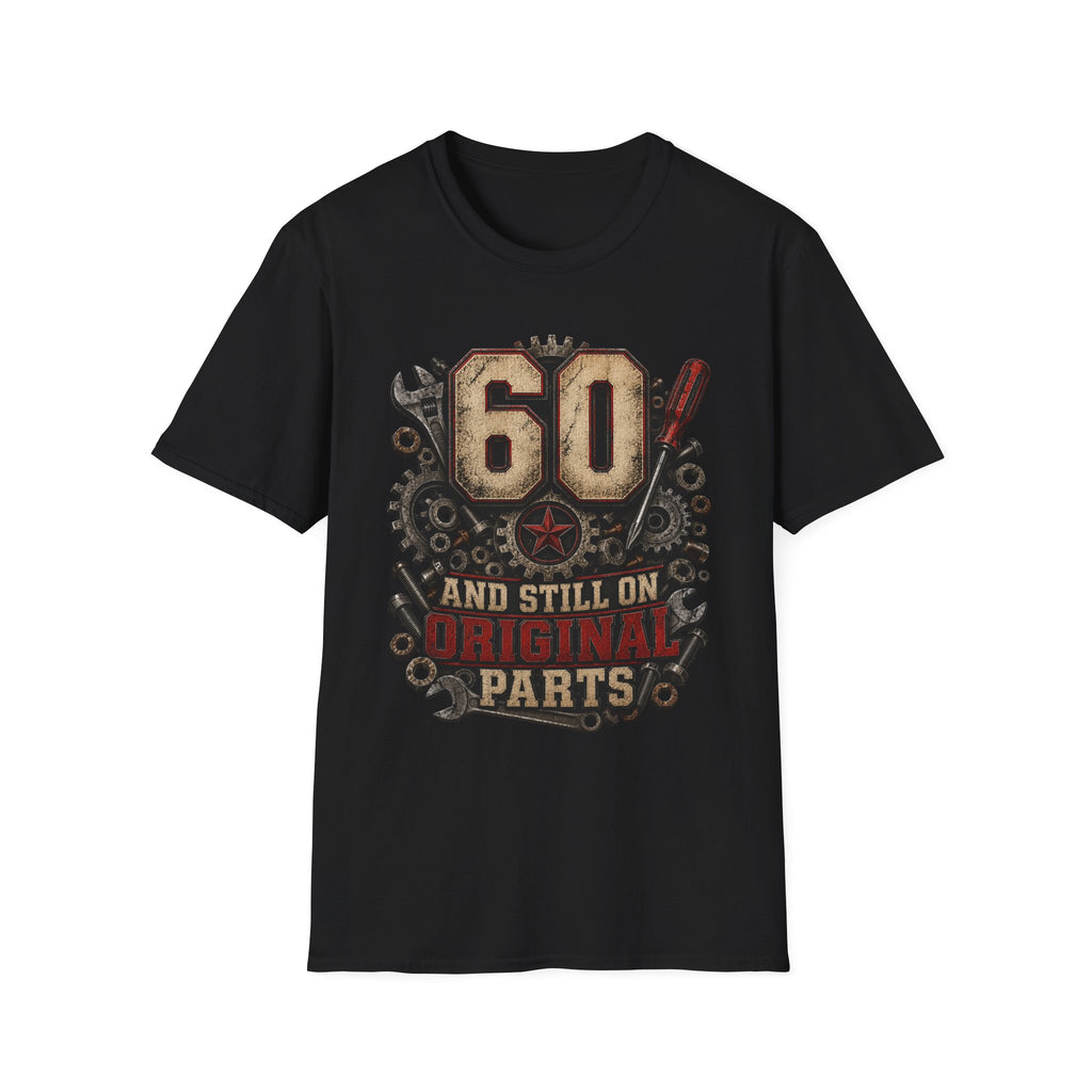 60th Birthday Mechanics T-Shirt — "60 and Still on Original Parts" Vintage Tool Design
