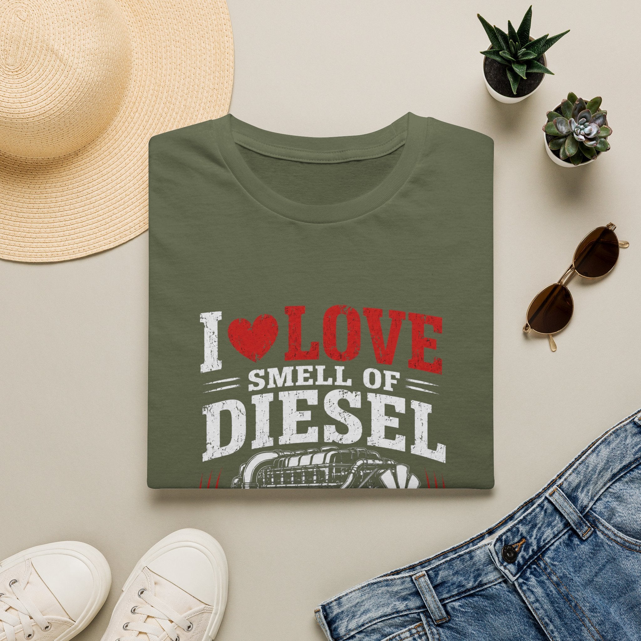I Love The Smell Of Diesel T-Shirt — Vintage Truck Engine Tee - Diesel Truck Enthusiast Design