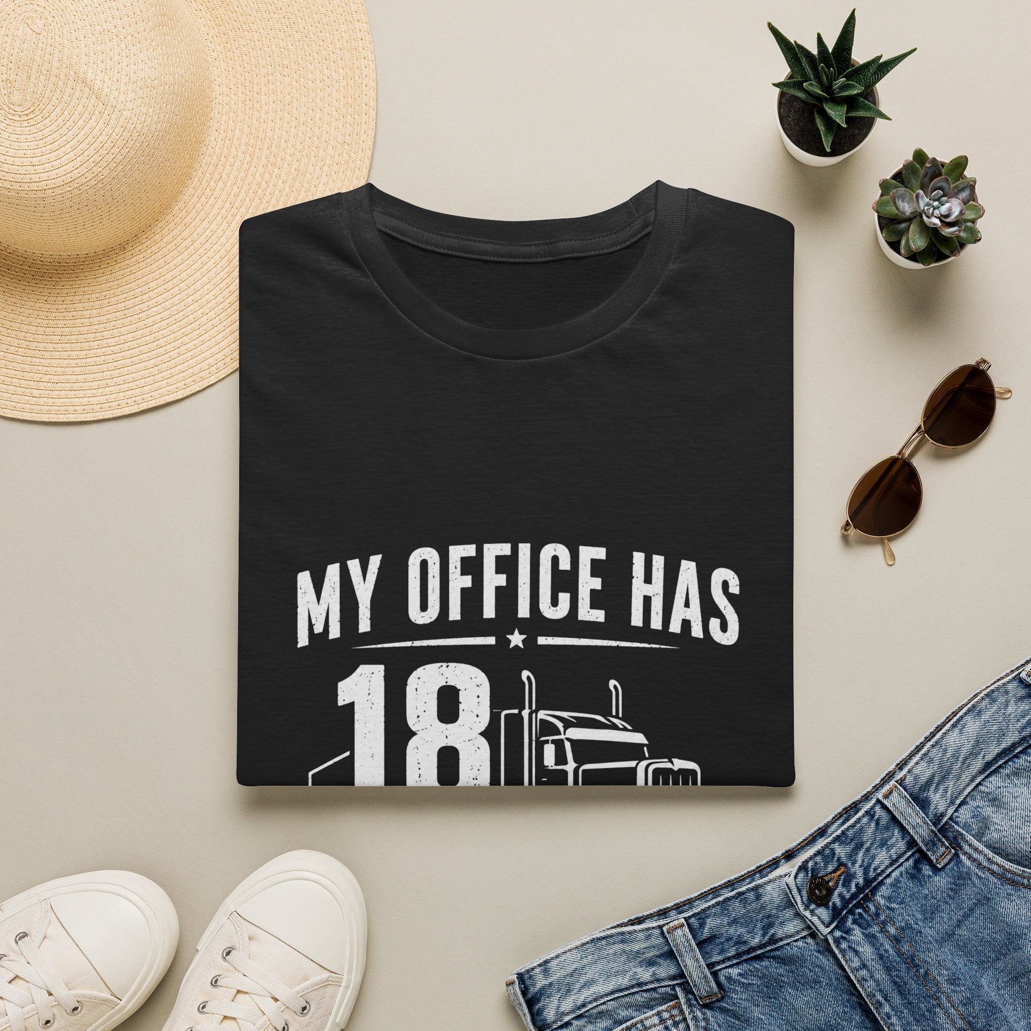 My Office Has 18 Wheels T-Shirt — Trucker Semi Truck Graphic Tee  – Long Haul Trucker Shirt