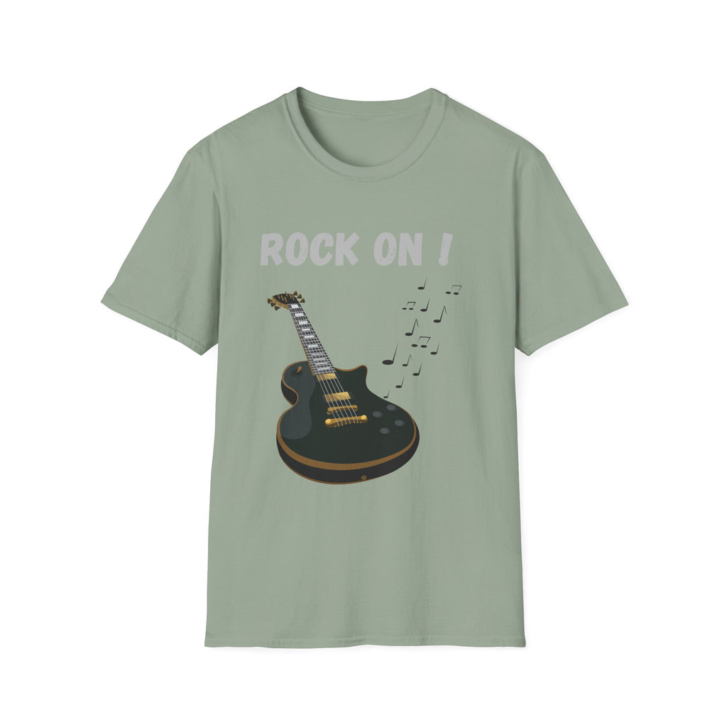 Rock On Guitar Music Lover Design | Electric Guitar Rock Fan Graphic  — Music Lover Graphic Tee