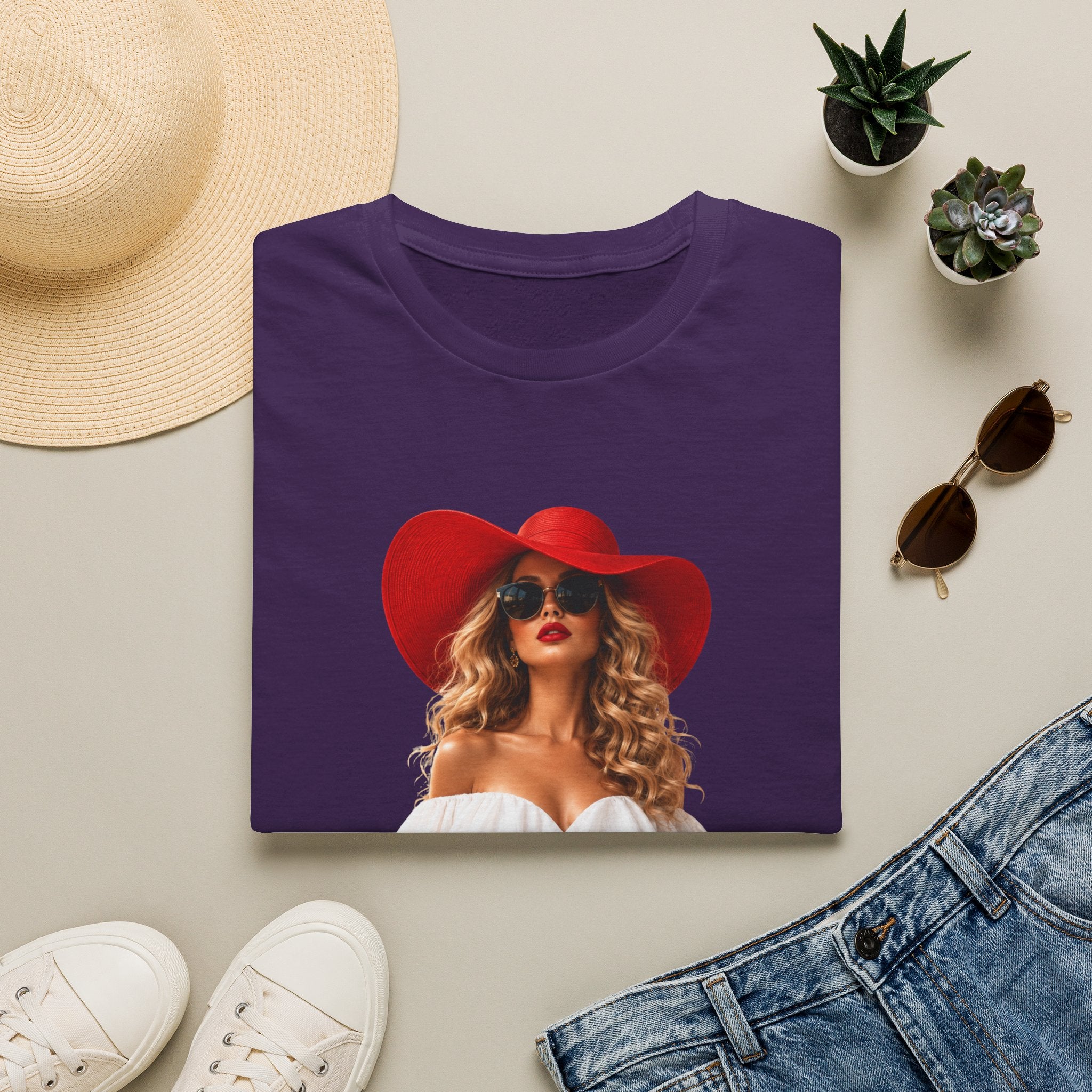Woman in Red Graphic Tee — "Lady in Red" Vintage Glam Fashion Shirt