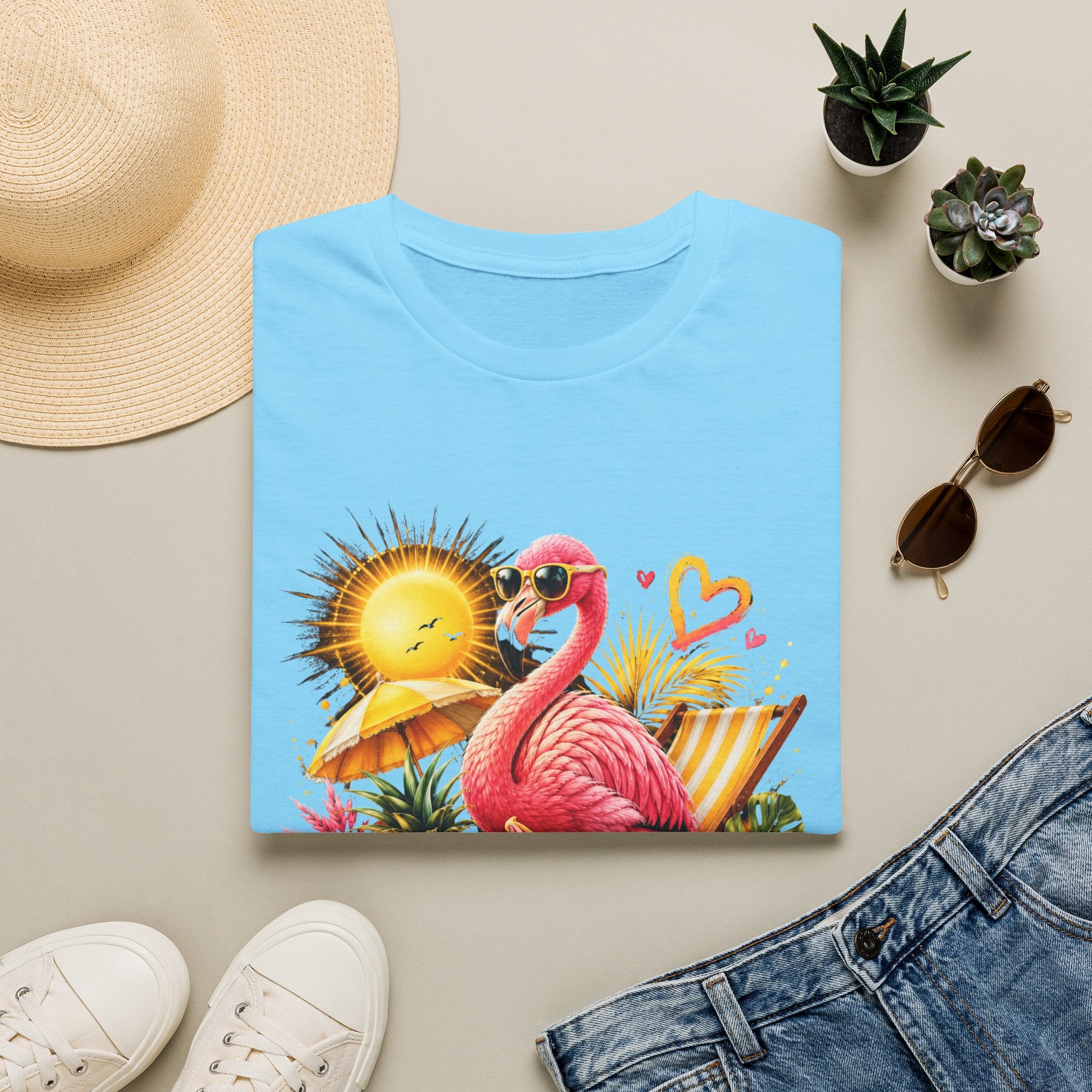 Summer Flamingo T-Shirt — Tropical Sunset Beach Graphic Tee