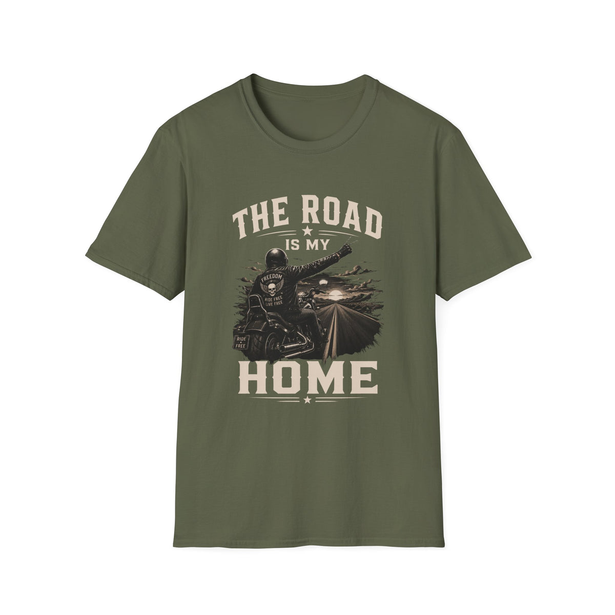 Road Is My Home Motorcycle T-Shirt — Vintage Biker Travel Tee-  Vintage Freedom Design