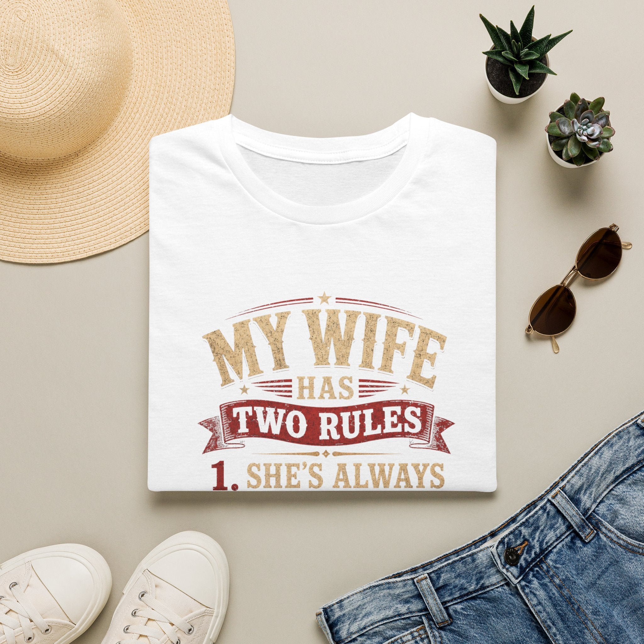 “My Wife Has Two Rules” Funny Couples Humor Tee -  Funny Marriage Humor Vintage Design