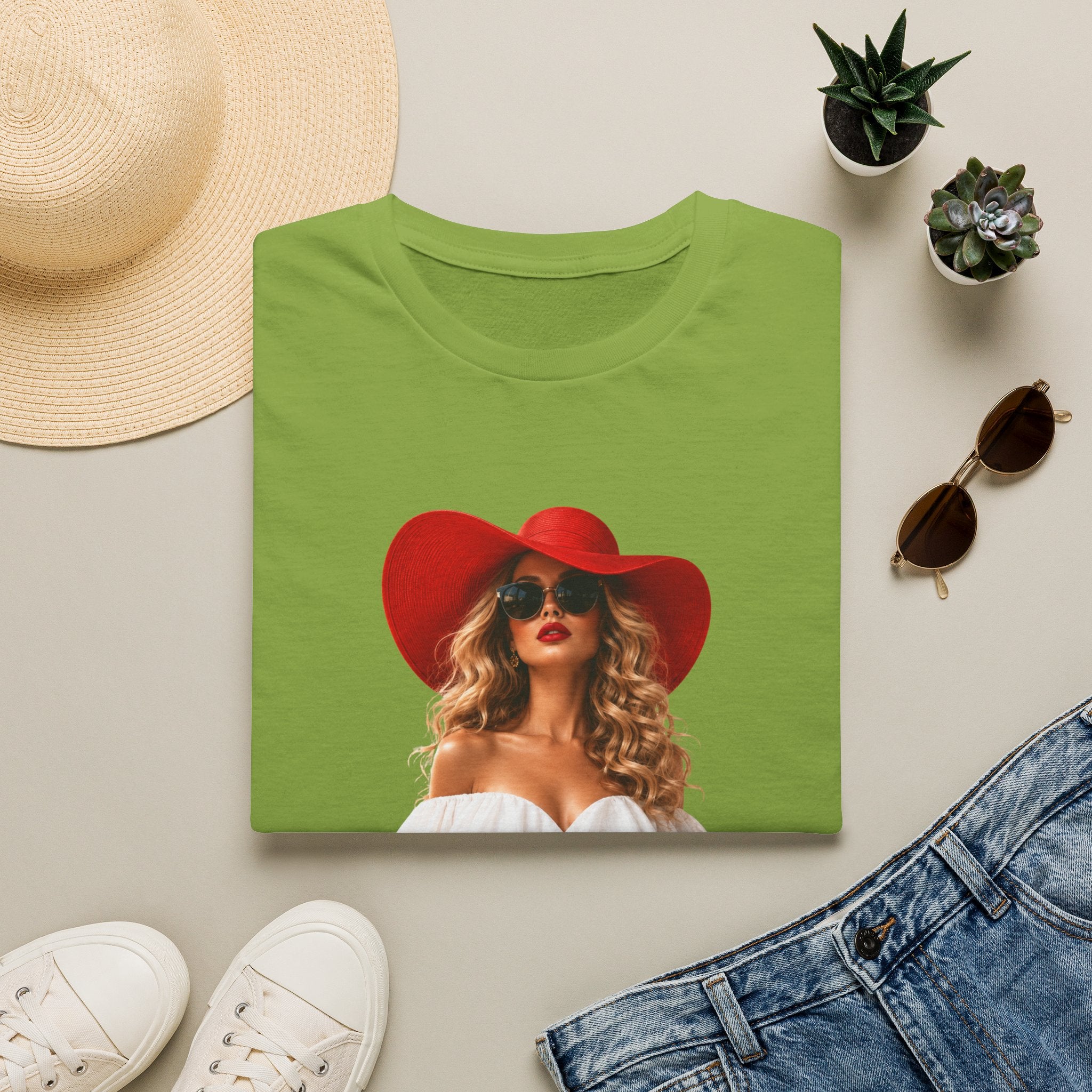 Woman in Red Graphic Tee — "Lady in Red" Vintage Glam Fashion Shirt