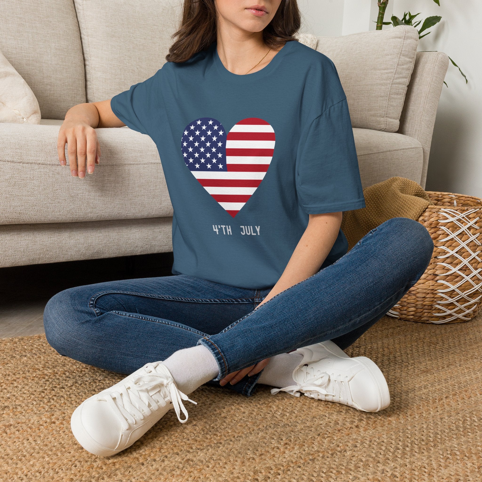 American Flag Heart T-Shirt — 4th of July Patriotic Tee