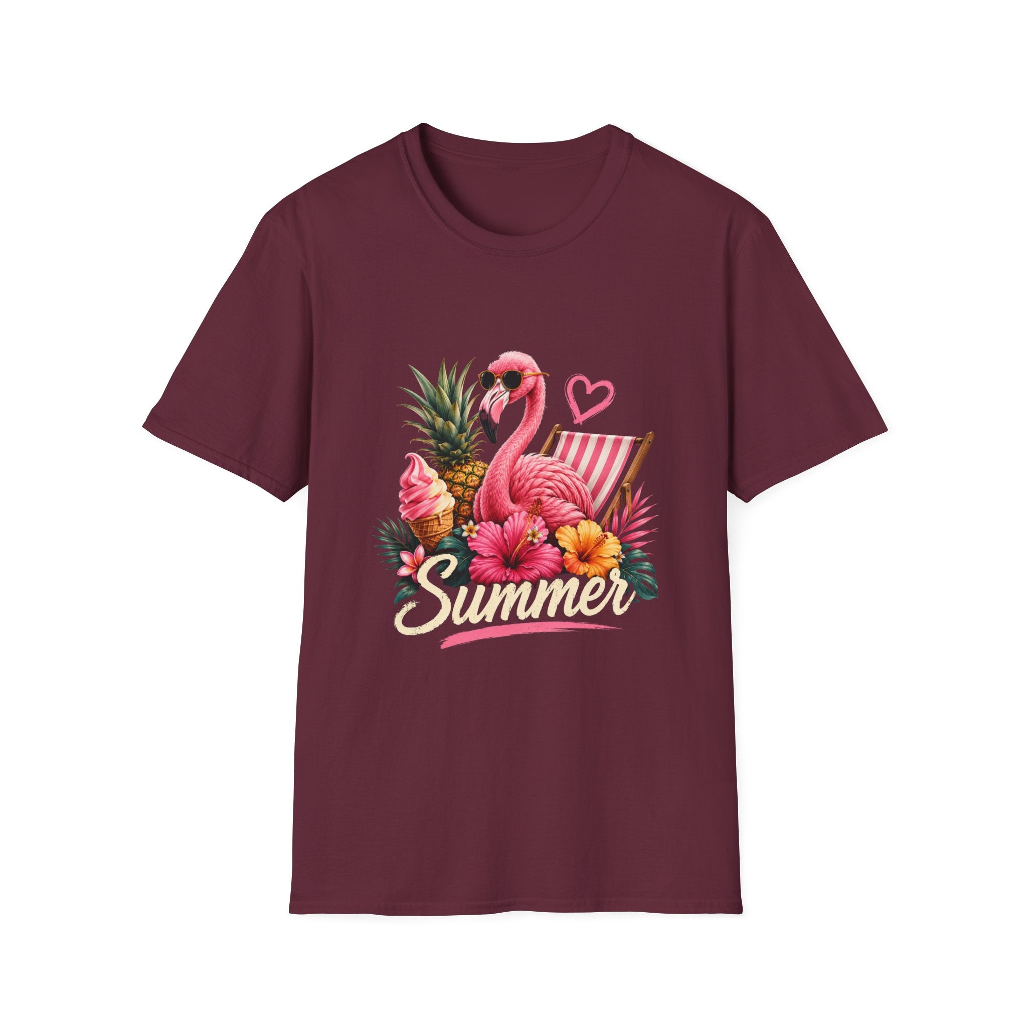 Flamingo Summer T-Shirt — Tropical Pineapple Beach Vibes