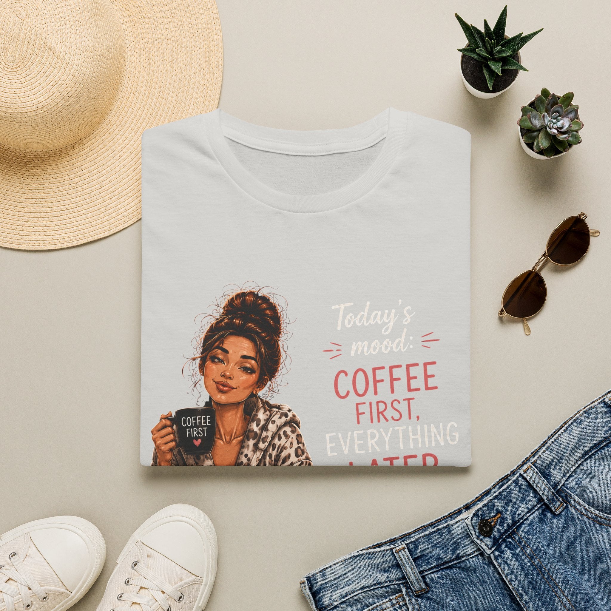 Coffee First T-Shirt — Today's Mood: Coffee First, Everything Later