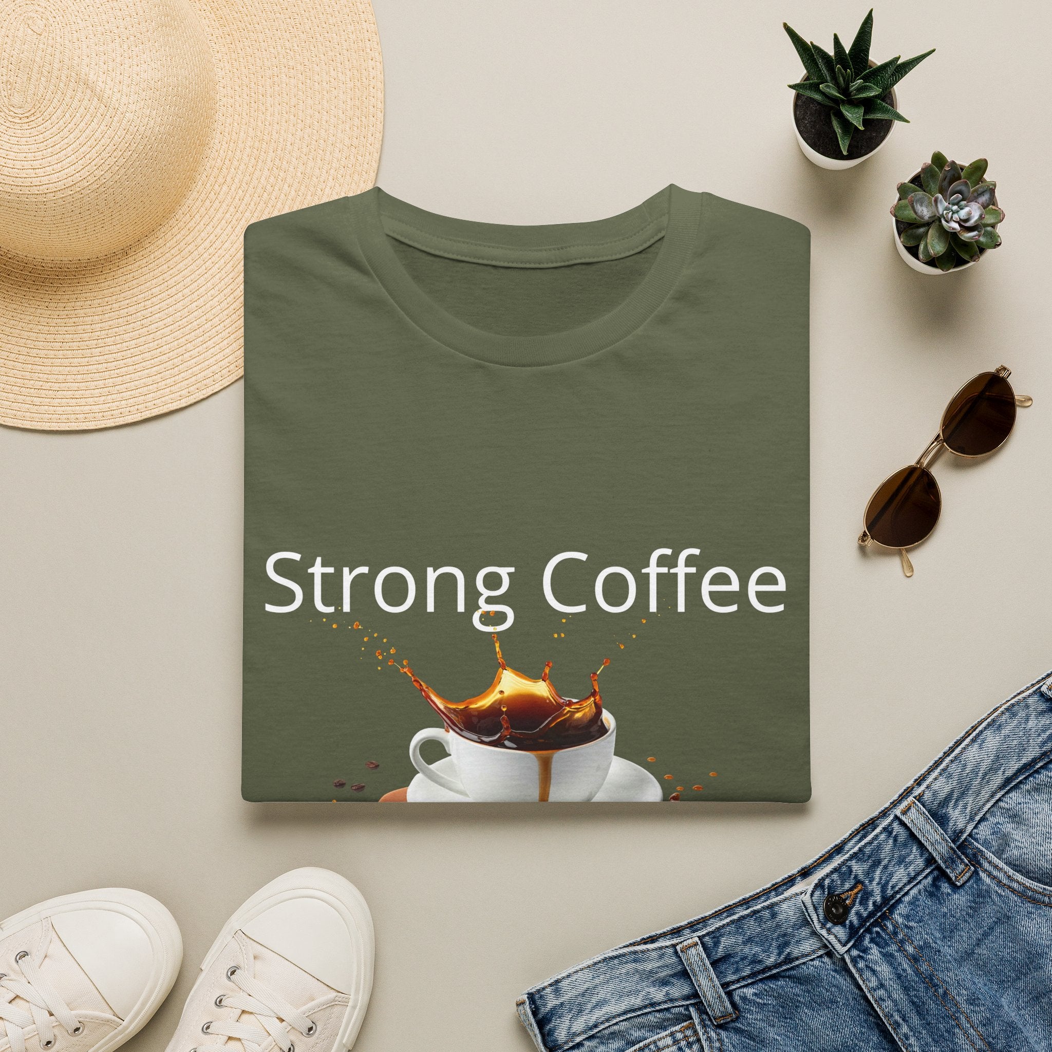 Strong Coffee Strong Mind T-Shirt — Bold Coffee Lover Tee - Motivational Coffee Lover Quote with Splash Art