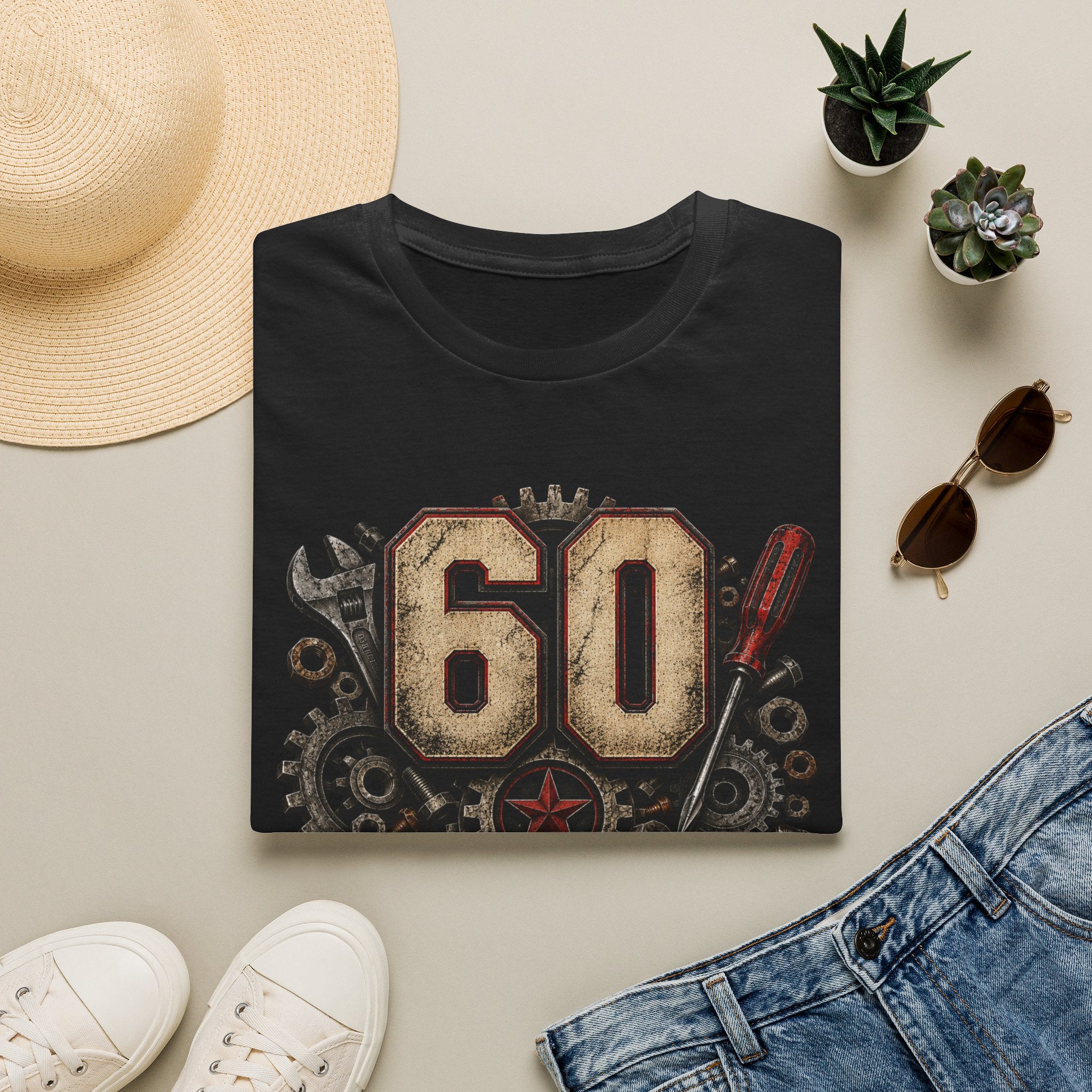 60th Birthday Mechanics T-Shirt — "60 and Still on Original Parts" Vintage Tool Design