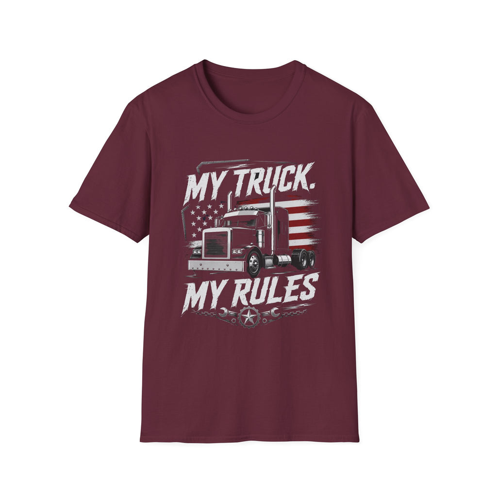 My Truck My Rules T‑Shirt — Patriotic Semi Truck Driver Tee - American Truck Driver Vintage Design