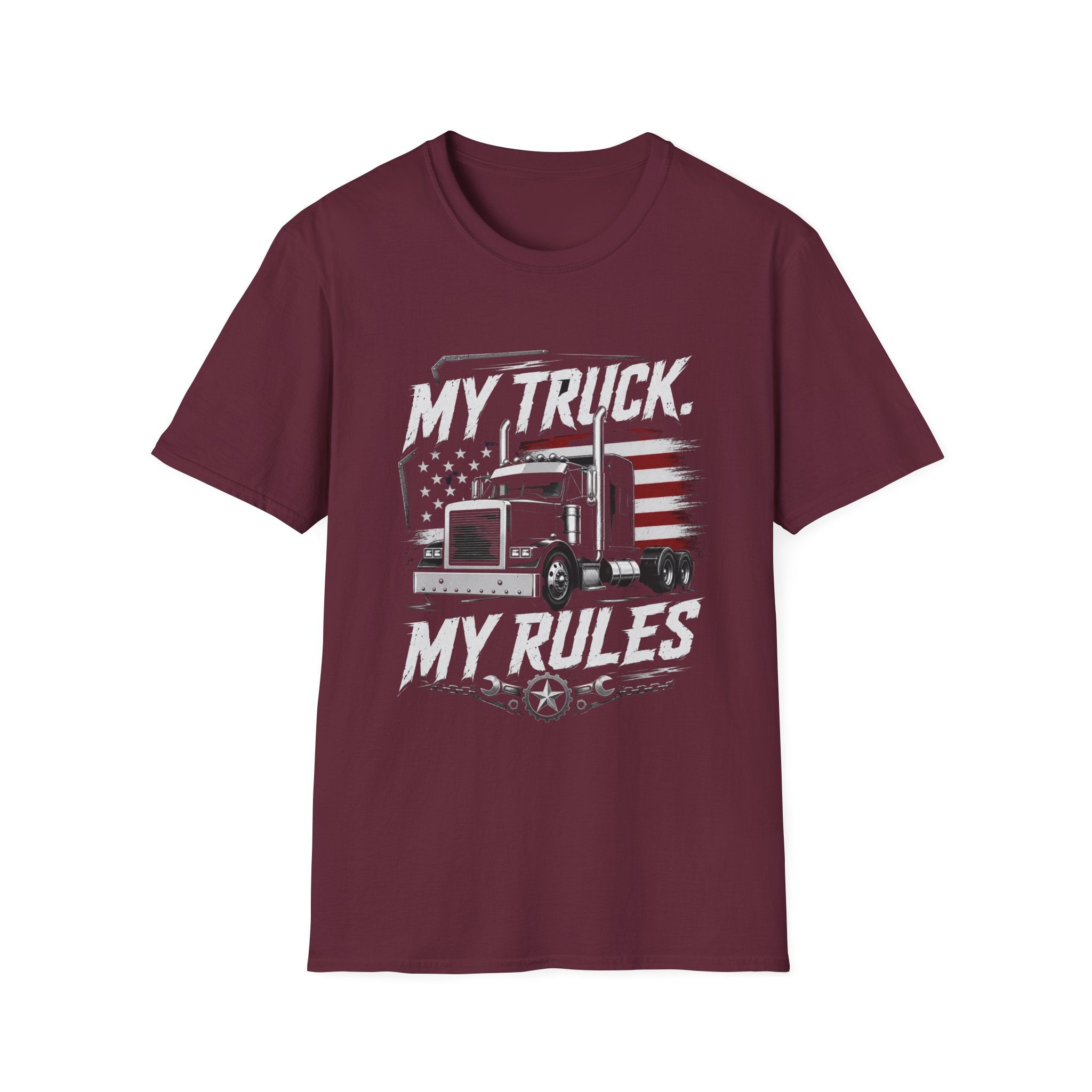 My Truck My Rules T‑Shirt — Patriotic Semi Truck Driver Tee - American Truck Driver Vintage Design