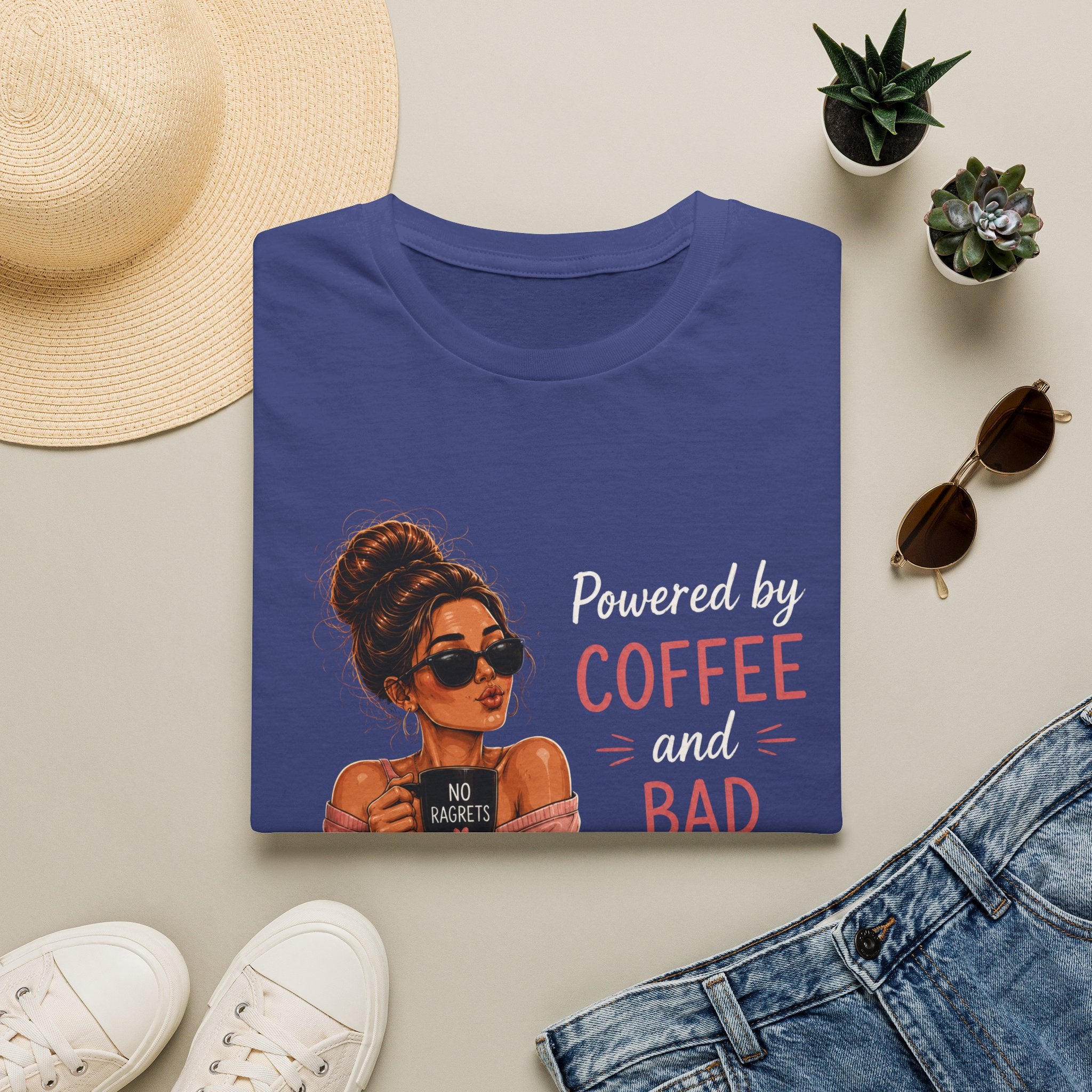 Powered by Coffee and Bad Decisions – Funny Coffee Lover Women's Design