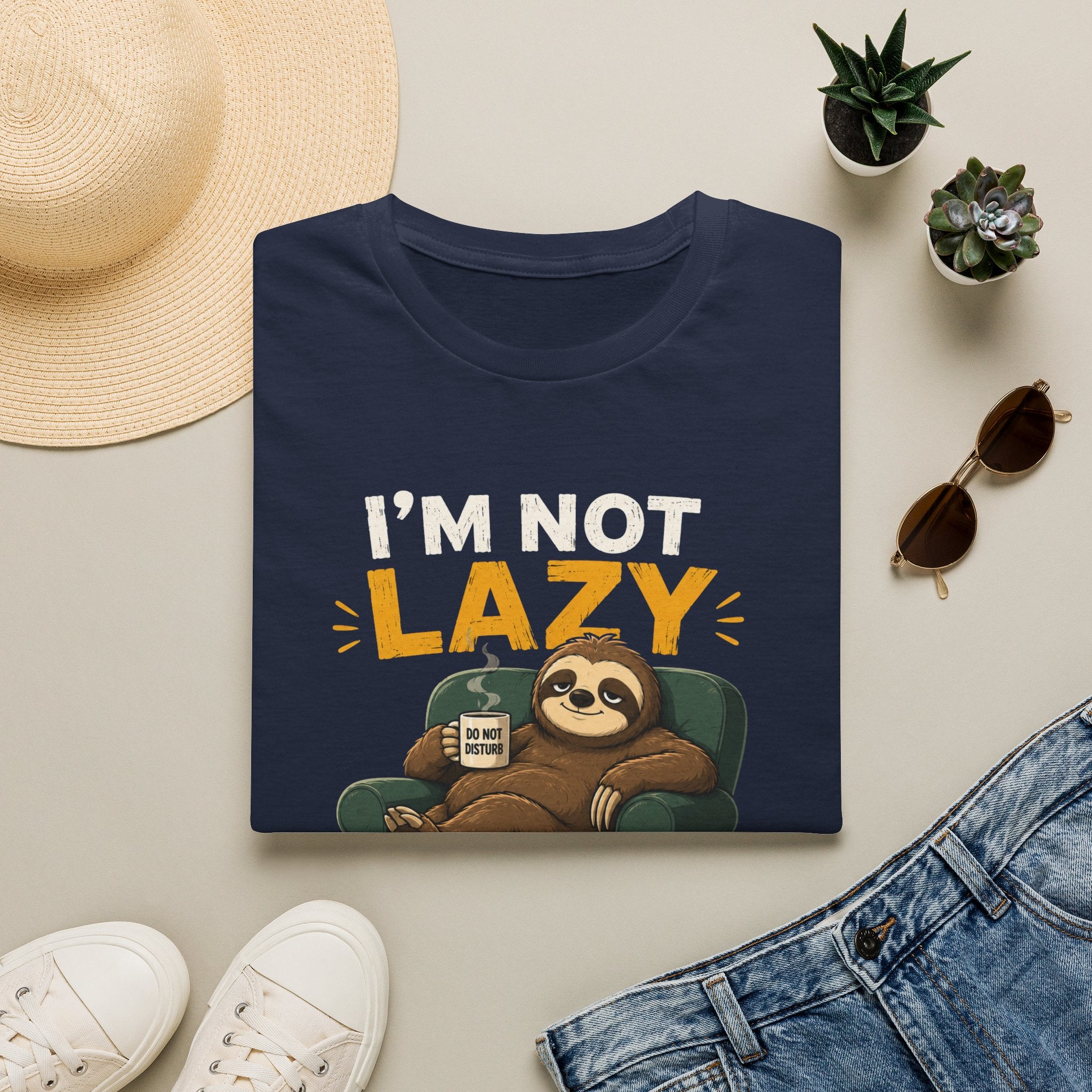 I'm Not Lazy, I'm on Energy Saving Mode – Funny Sloth Coffee Lover Design — Energy Saving Mode Graphic Tee