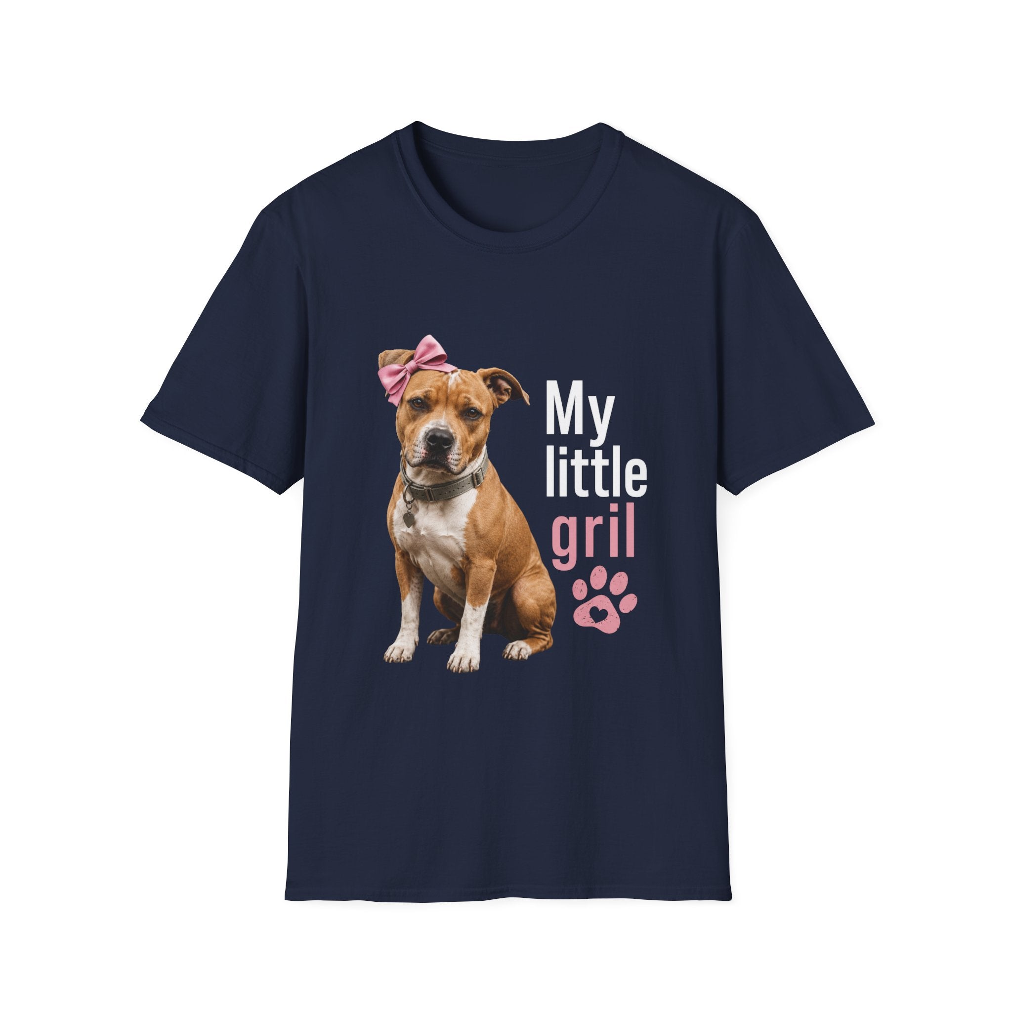 My Little Girl Dog T-Shirt — Cute Pet Mom Tee with Bow & Paw Print