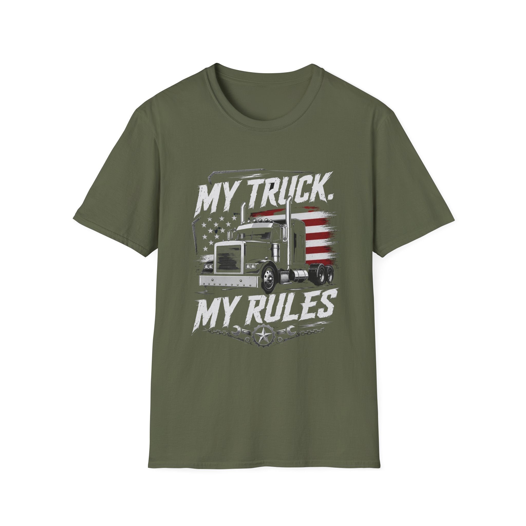 My Truck My Rules T‑Shirt — Patriotic Semi Truck Driver Tee - American Truck Driver Vintage Design