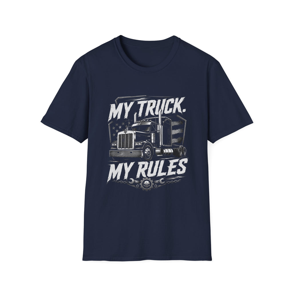 Trucker Tee — “My Truck. My Rules.” Graphic T-Shirt for Truck Drivers & Enthusiasts - American Truck Driver Vintage Design