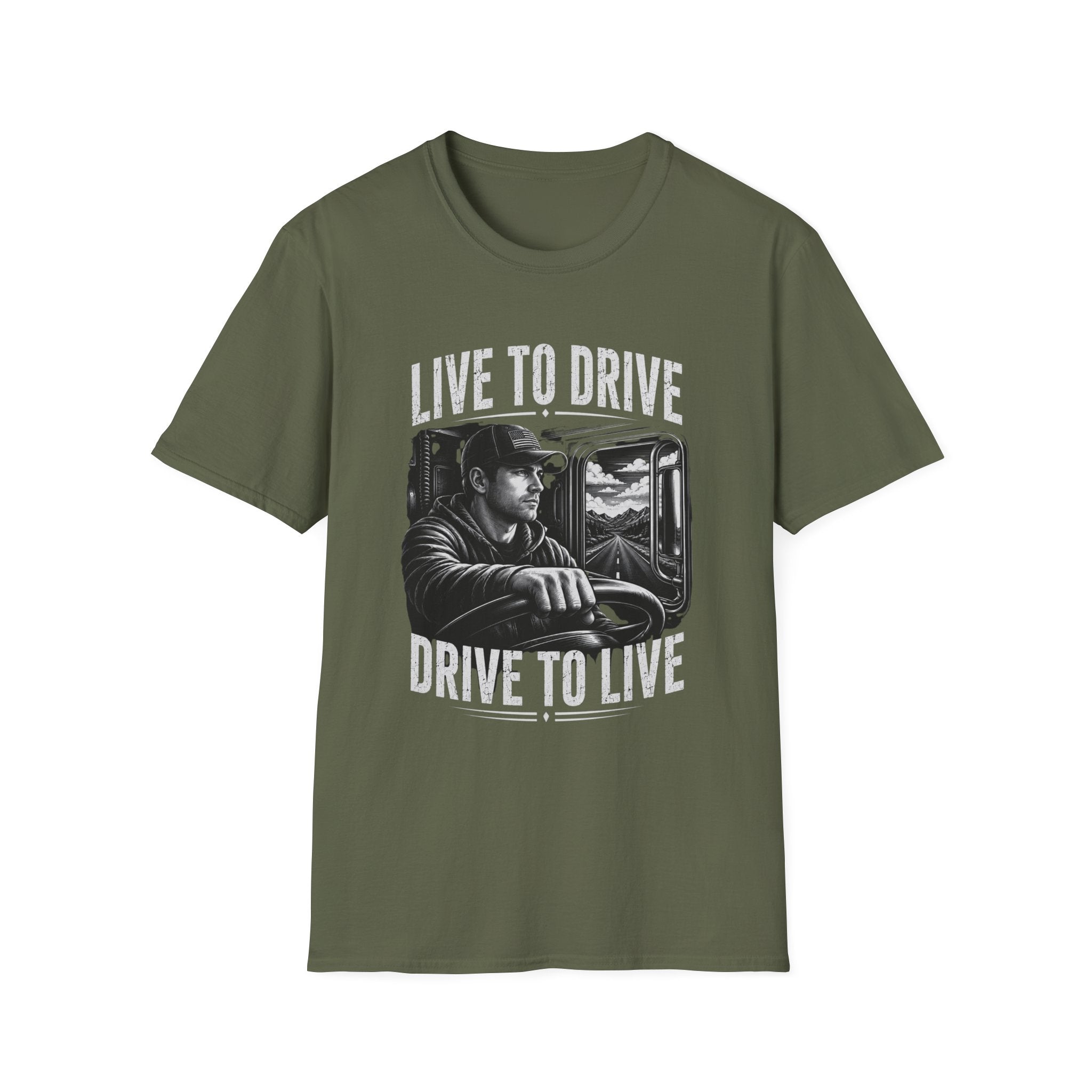 Live to Drive Trucker T‑Shirt — ‘Live to Drive, Drive to Live’ Graphic Tee