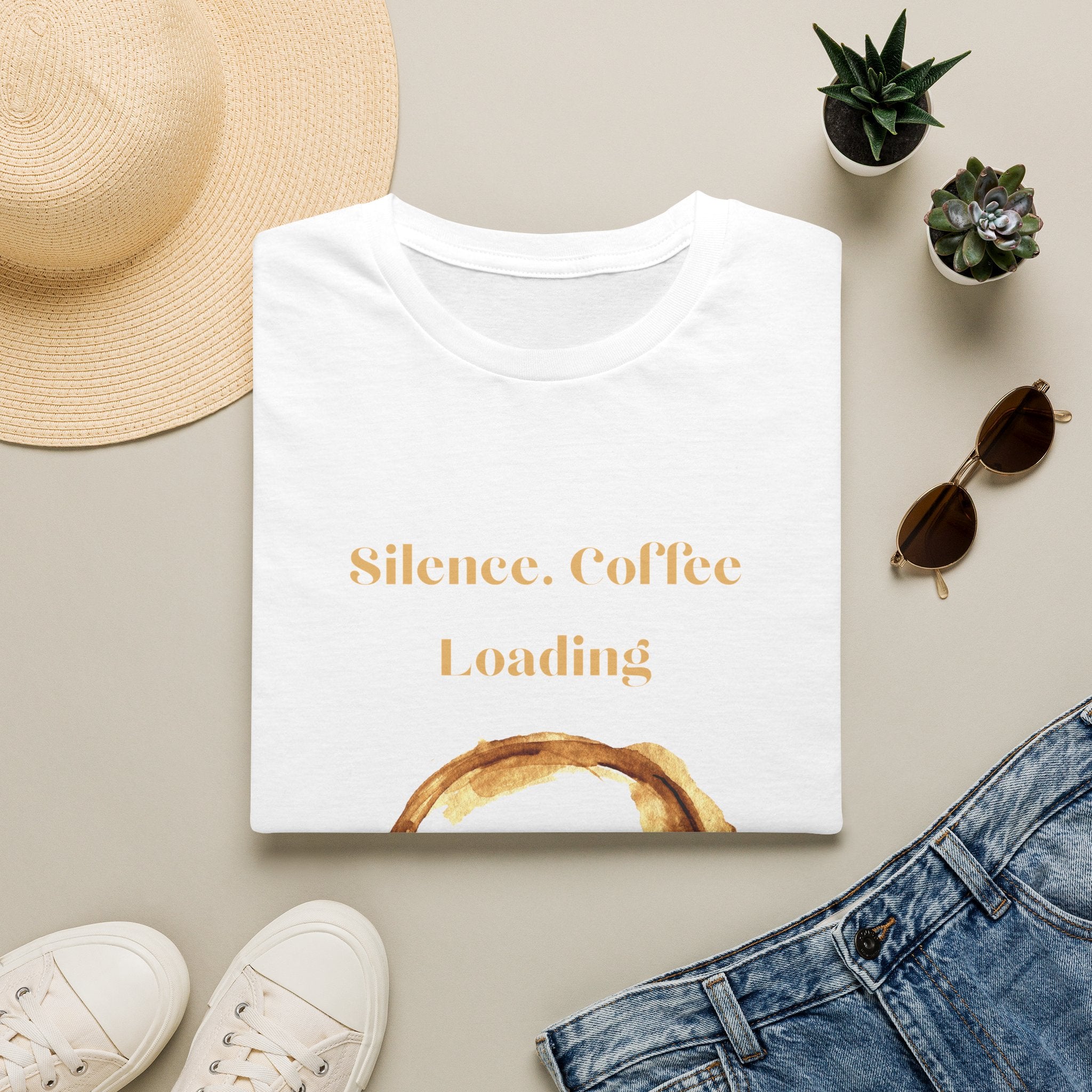 Silence. Coffee Loading T‑Shirt — Funny Coffee Lover Tee