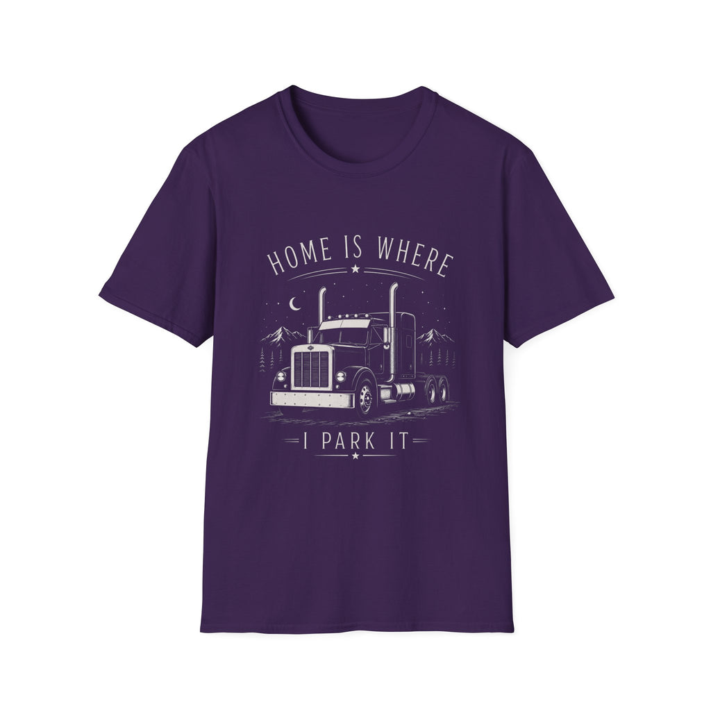 Home Is Where I Park It Trucker T-Shirt - Trucker Life & Freedom Design