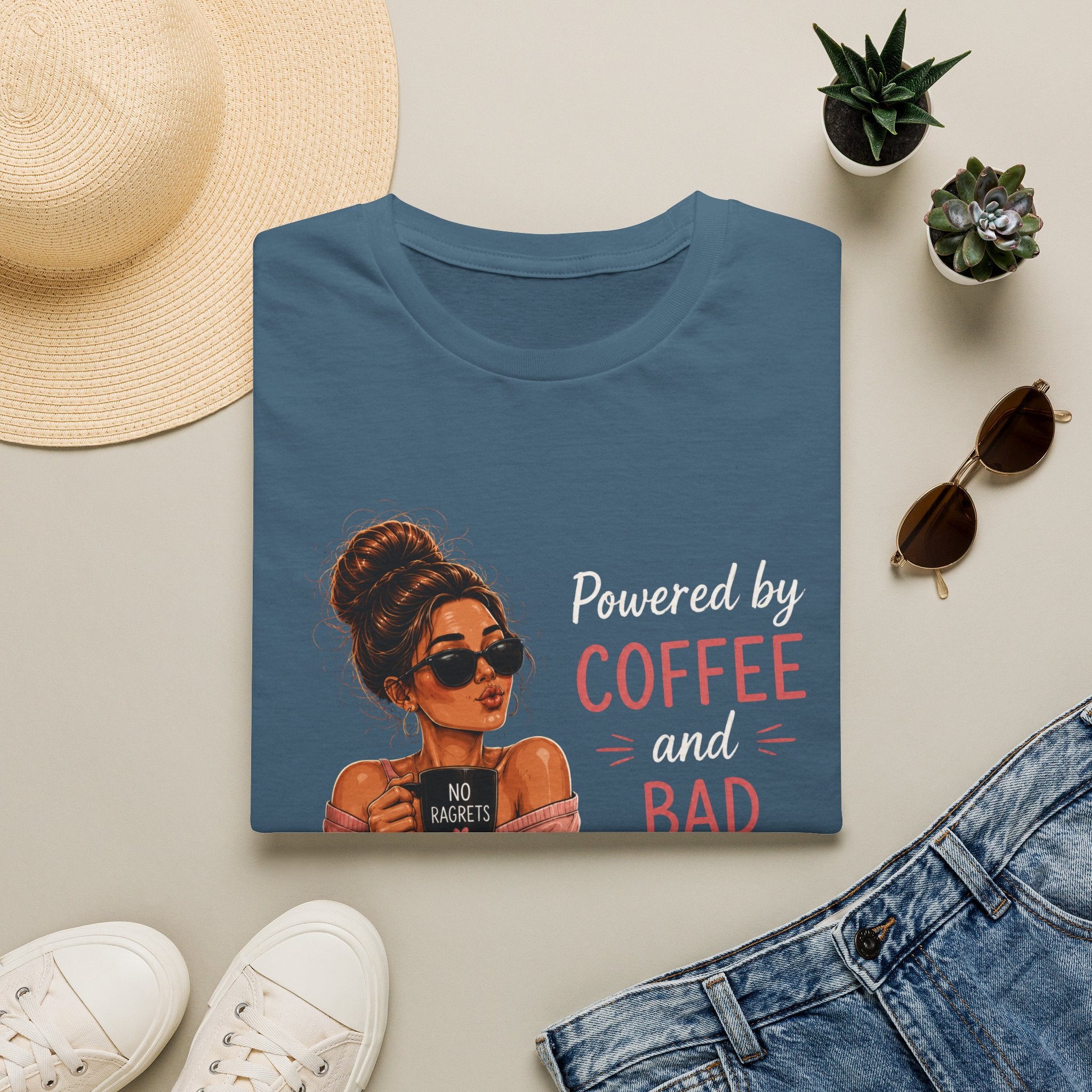 Powered by Coffee and Bad Decisions – Funny Coffee Lover Women's Design