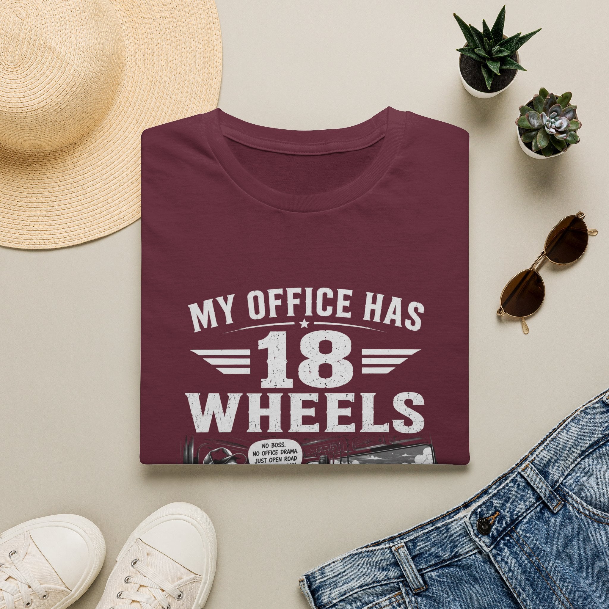 My Office Has 18 Wheels T-Shirt — Truck Driver Trucker Cab Life Tee