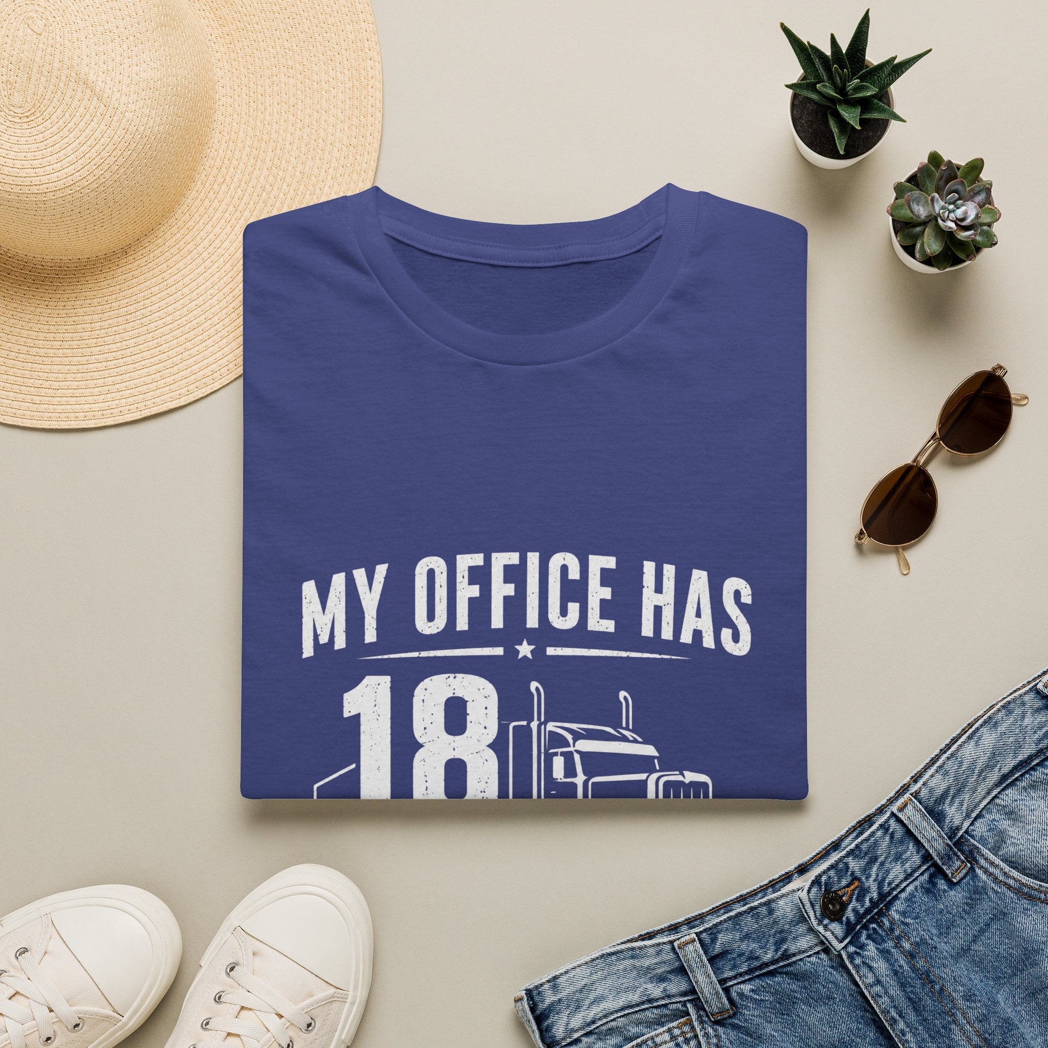 My Office Has 18 Wheels T-Shirt — Trucker Semi Truck Graphic Tee  – Long Haul Trucker Shirt