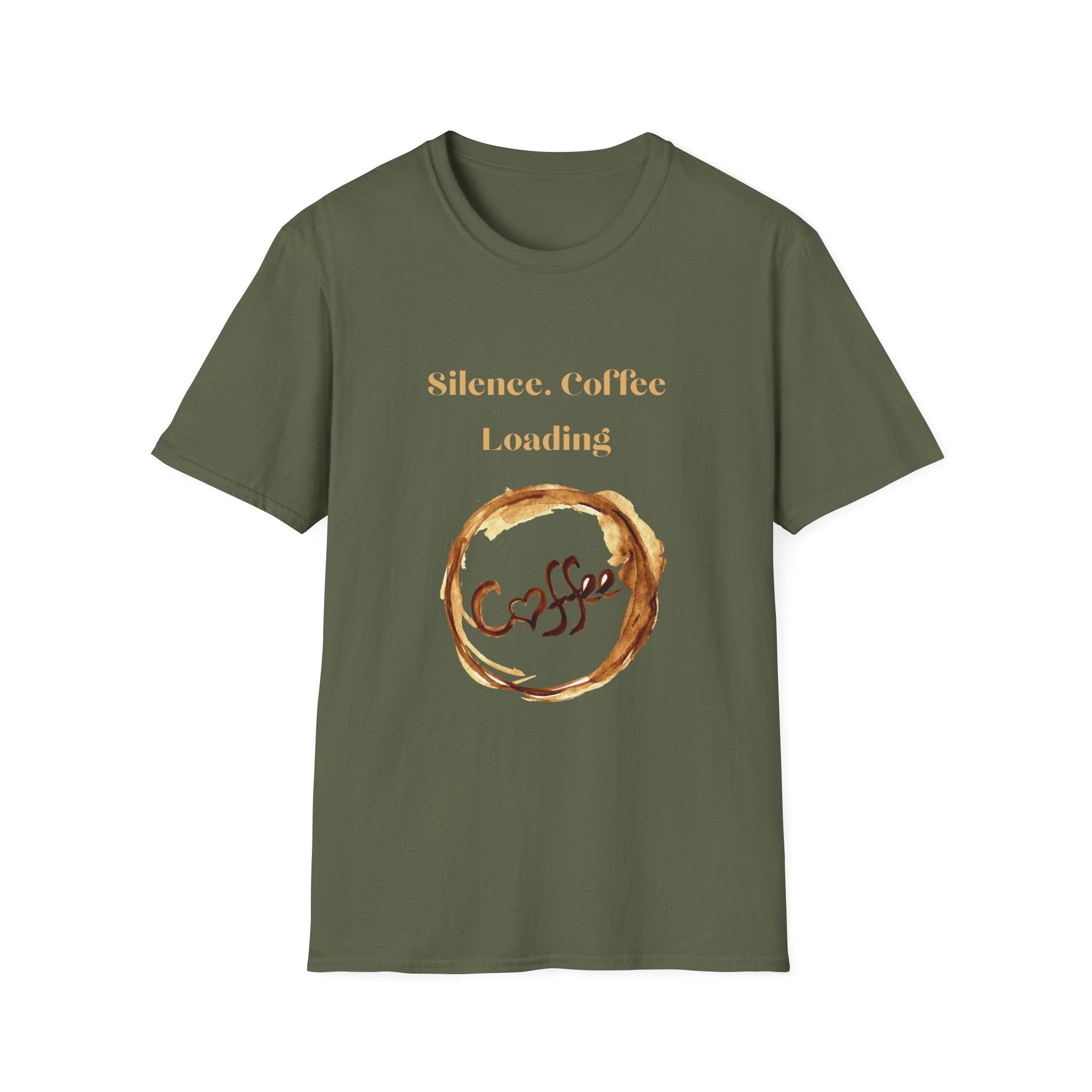 Silence. Coffee Loading T‑Shirt — Funny Coffee Lover Tee