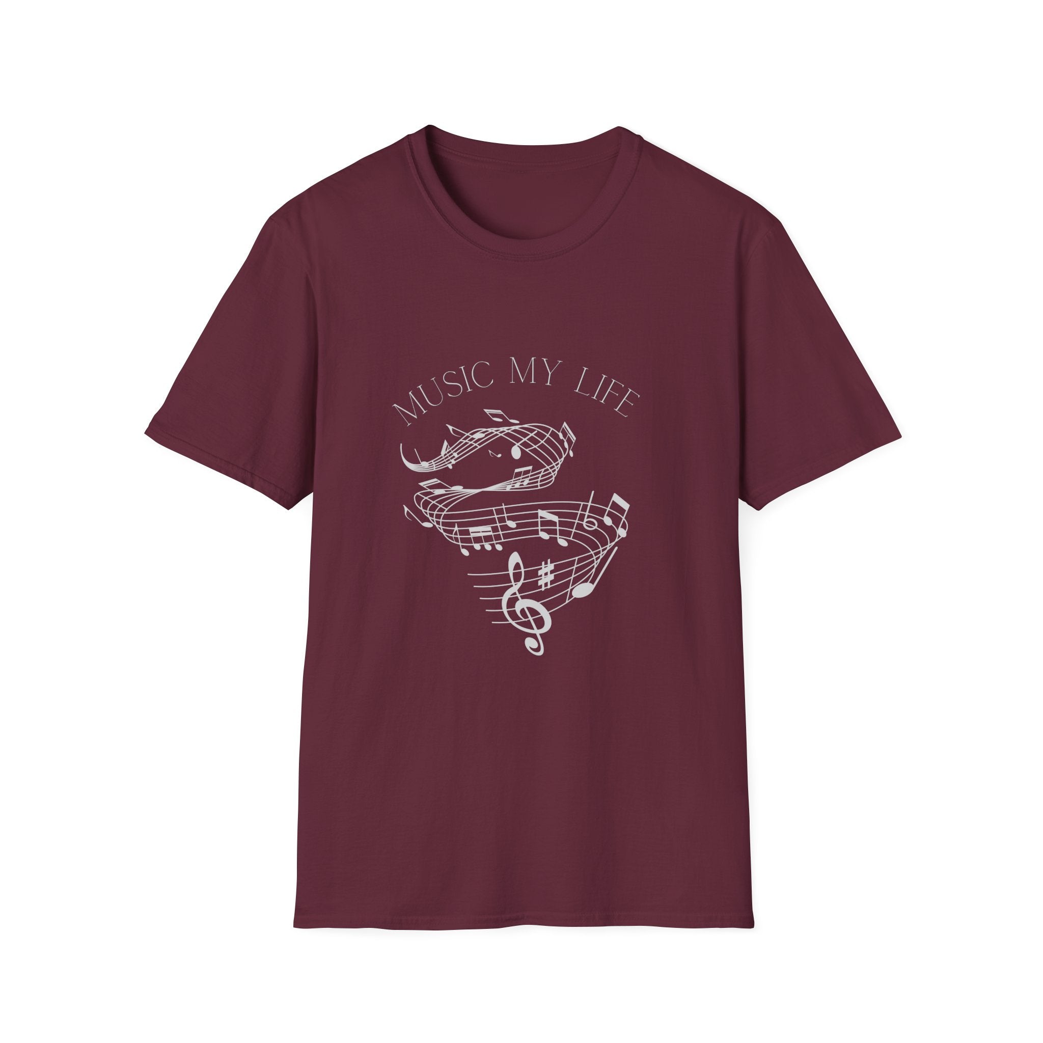 Music Is My Life T-Shirt — Retro Cassette & Notes Tee for Music Lovers - Elegant Musical Notes Lover Design
