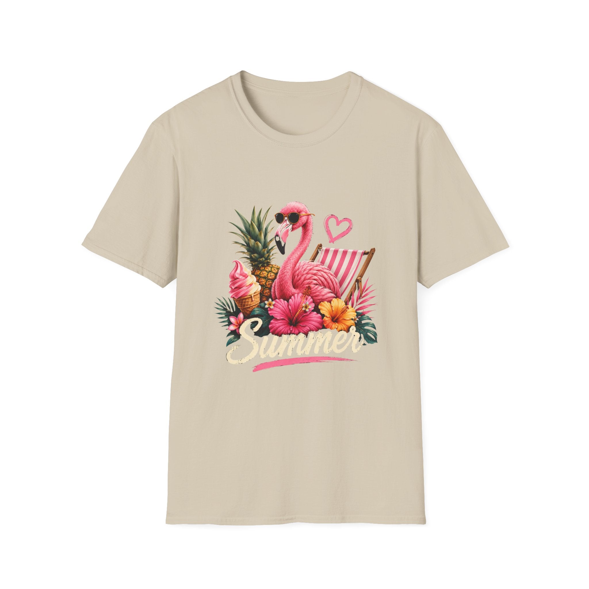 Flamingo Summer T-Shirt — Tropical Pineapple Beach Vibes