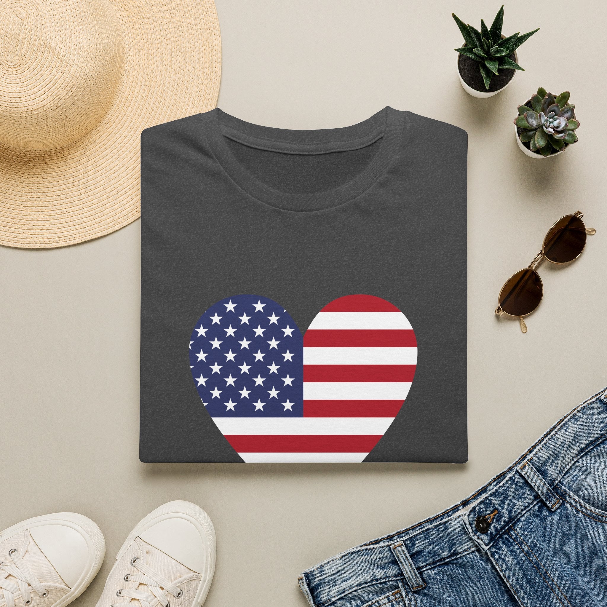 American Flag Heart T-Shirt — 4th of July Patriotic Tee
