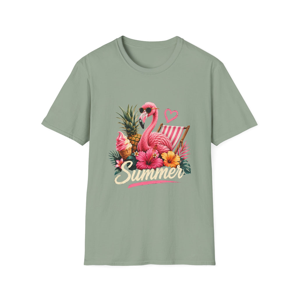 Flamingo Summer T-Shirt — Tropical Pineapple Beach Vibes
