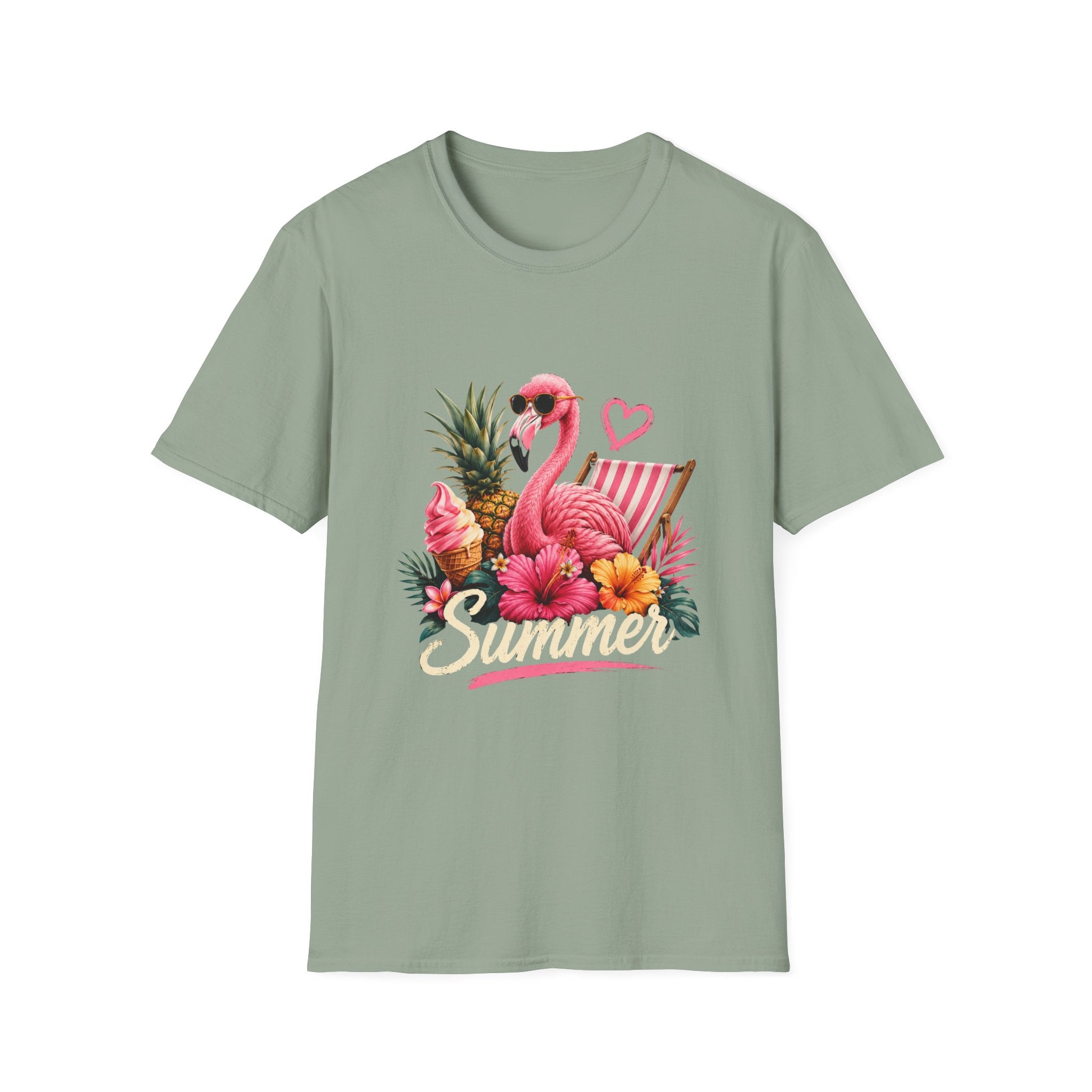 Flamingo Summer T-Shirt — Tropical Pineapple Beach Vibes