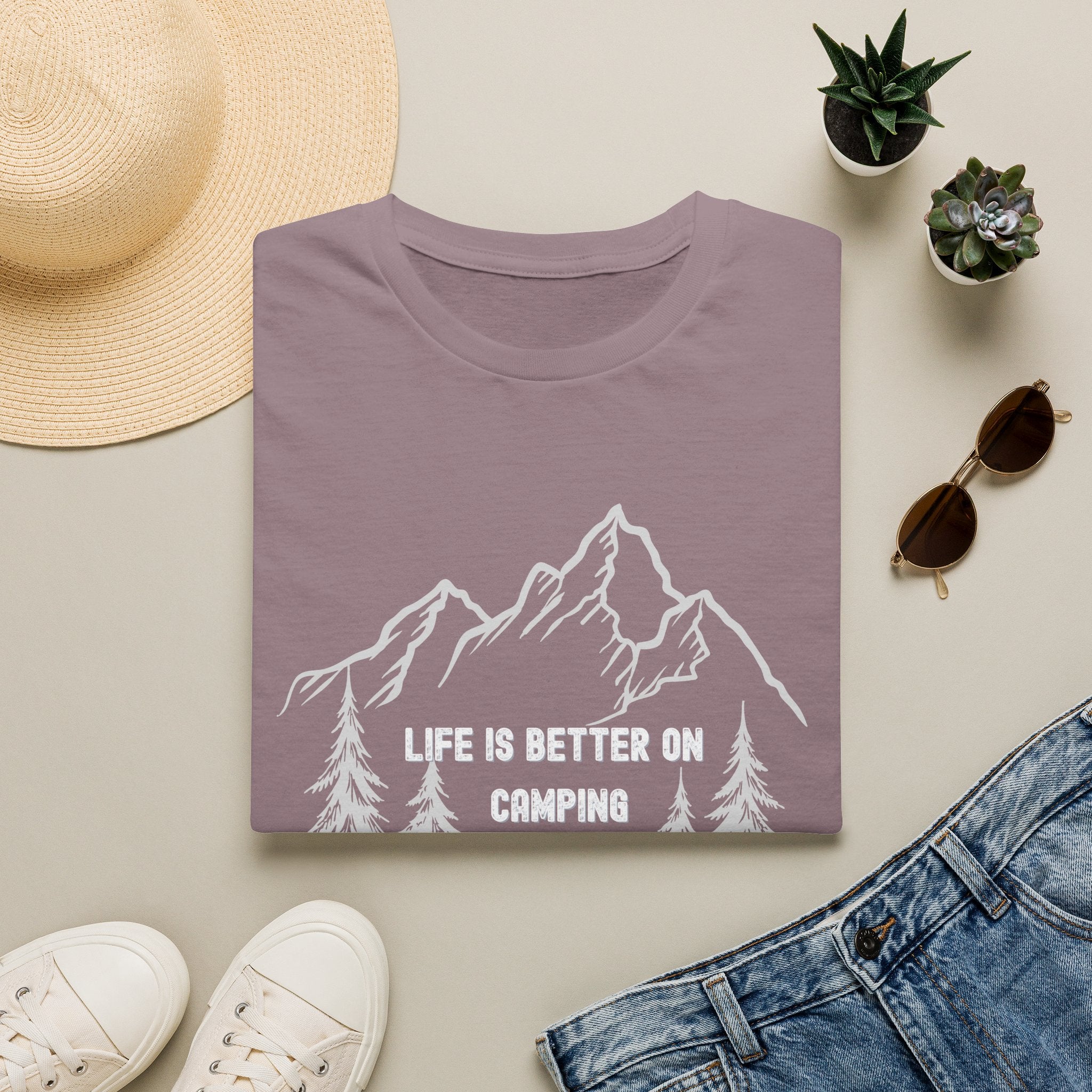 Camping T-Shirt - "Life Is Better On Camping" Mountain & Tent Graphic