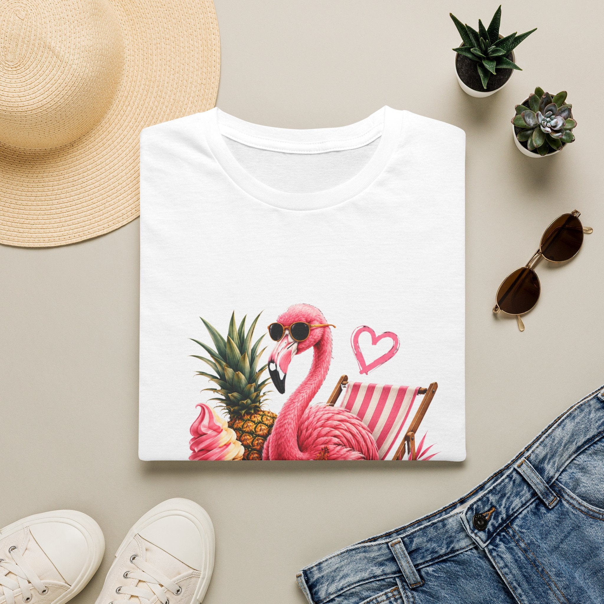 Flamingo Summer T-Shirt — Tropical Pineapple Beach Vibes